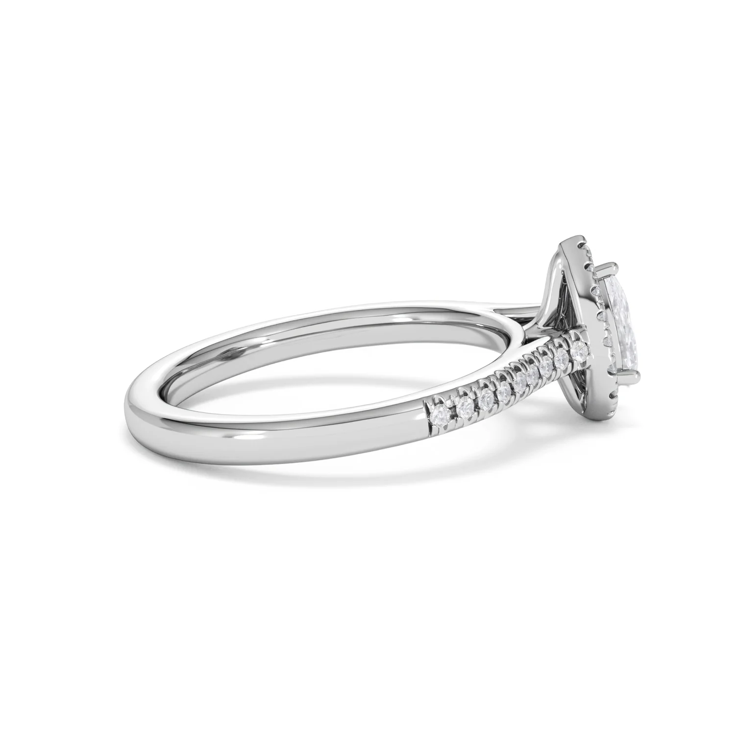 Lumia Pear Cut Lab Diamond Halo Ring 0.70ct F/VS in 9K White Gold - Image 32