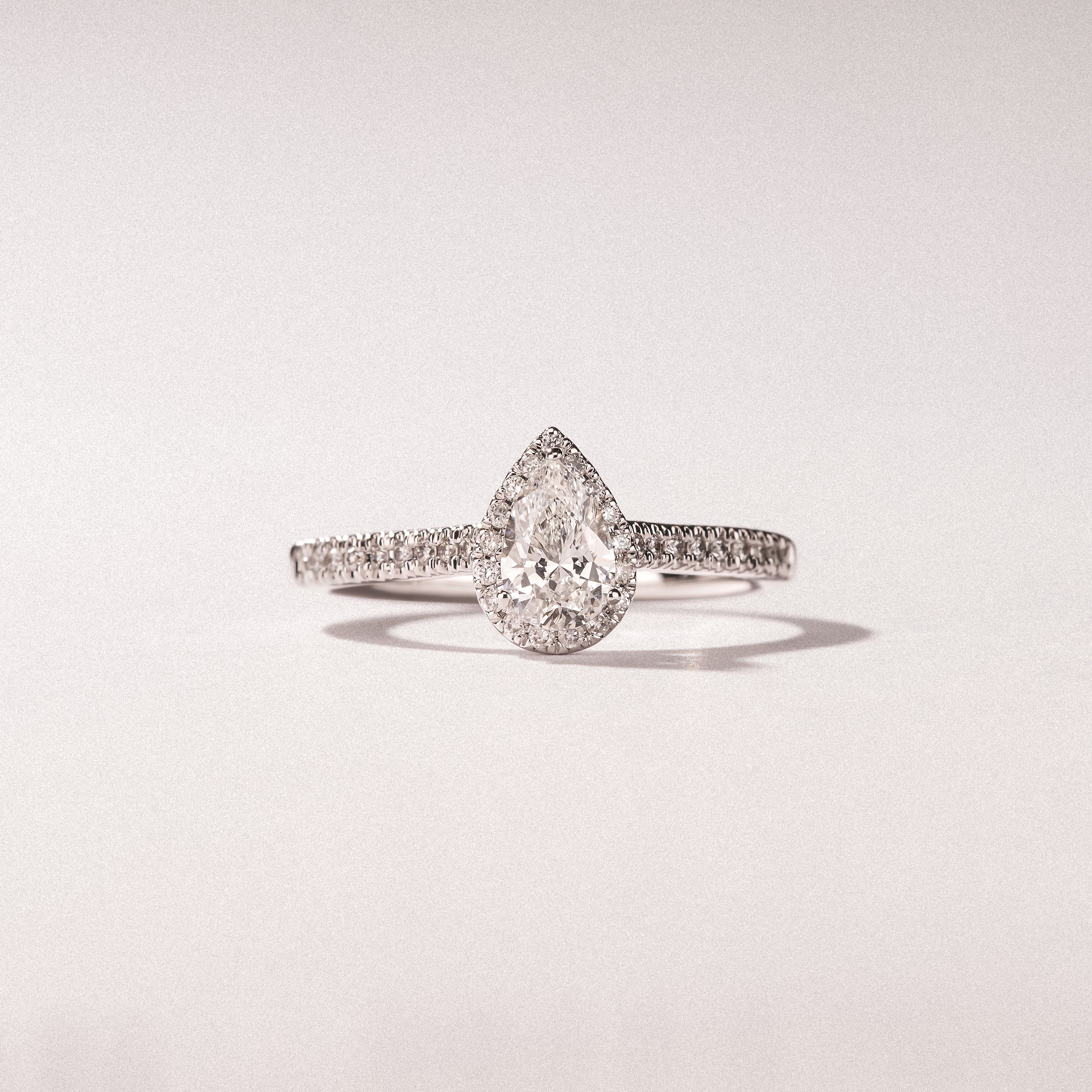 Lumia Pear Cut Lab Diamond Halo Ring 0.70ct F/VS in 9K White Gold - Image 6