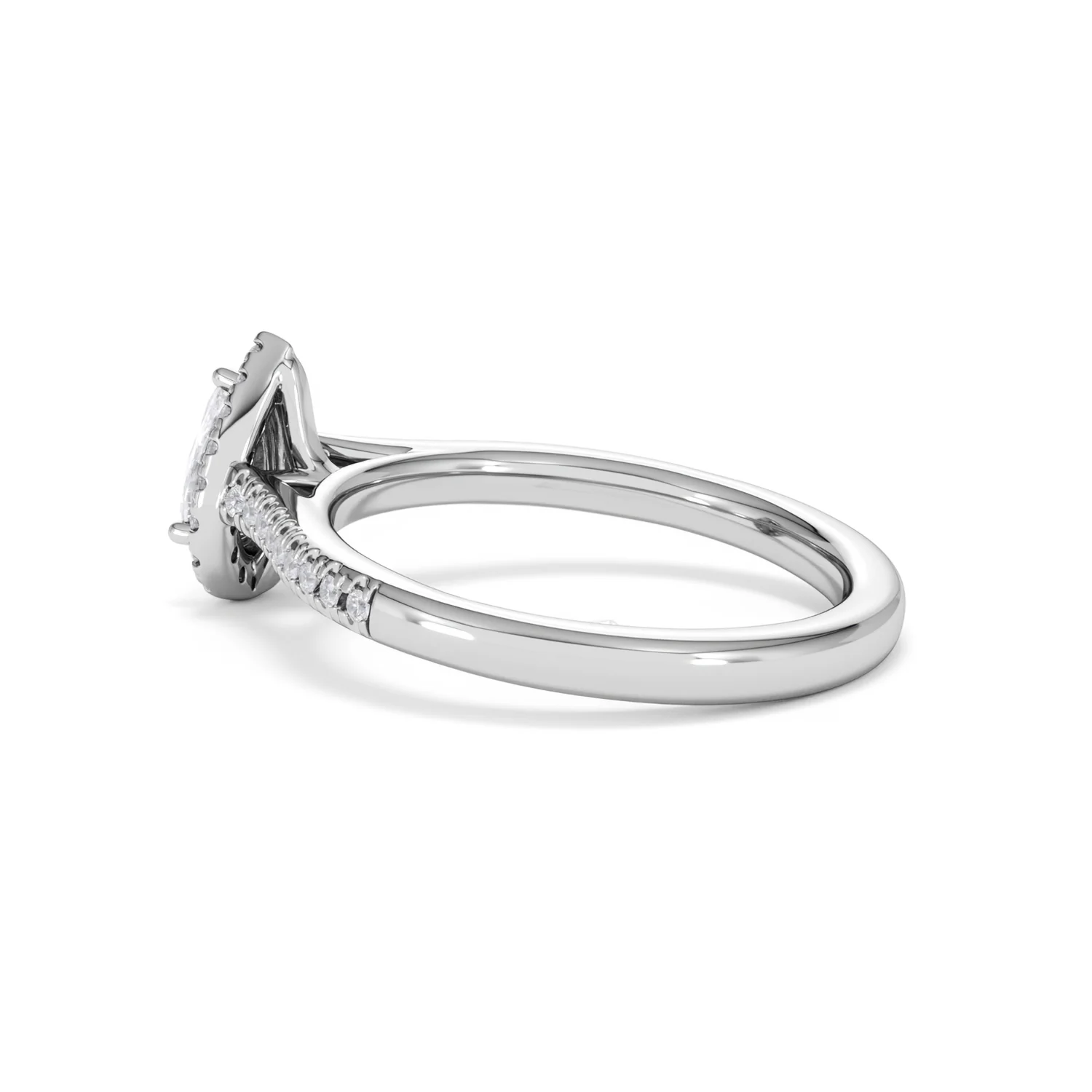 Lumia Pear Cut Lab Diamond Halo Ring 0.70ct F/VS in 9K White Gold - Image 64