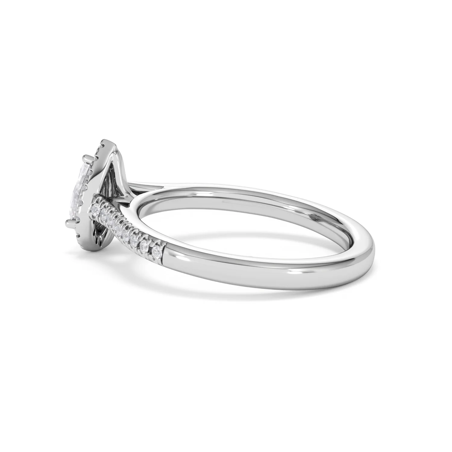 Lumia Pear Cut Lab Diamond Halo Ring 0.70ct F/VS in 9K White Gold - Image 65