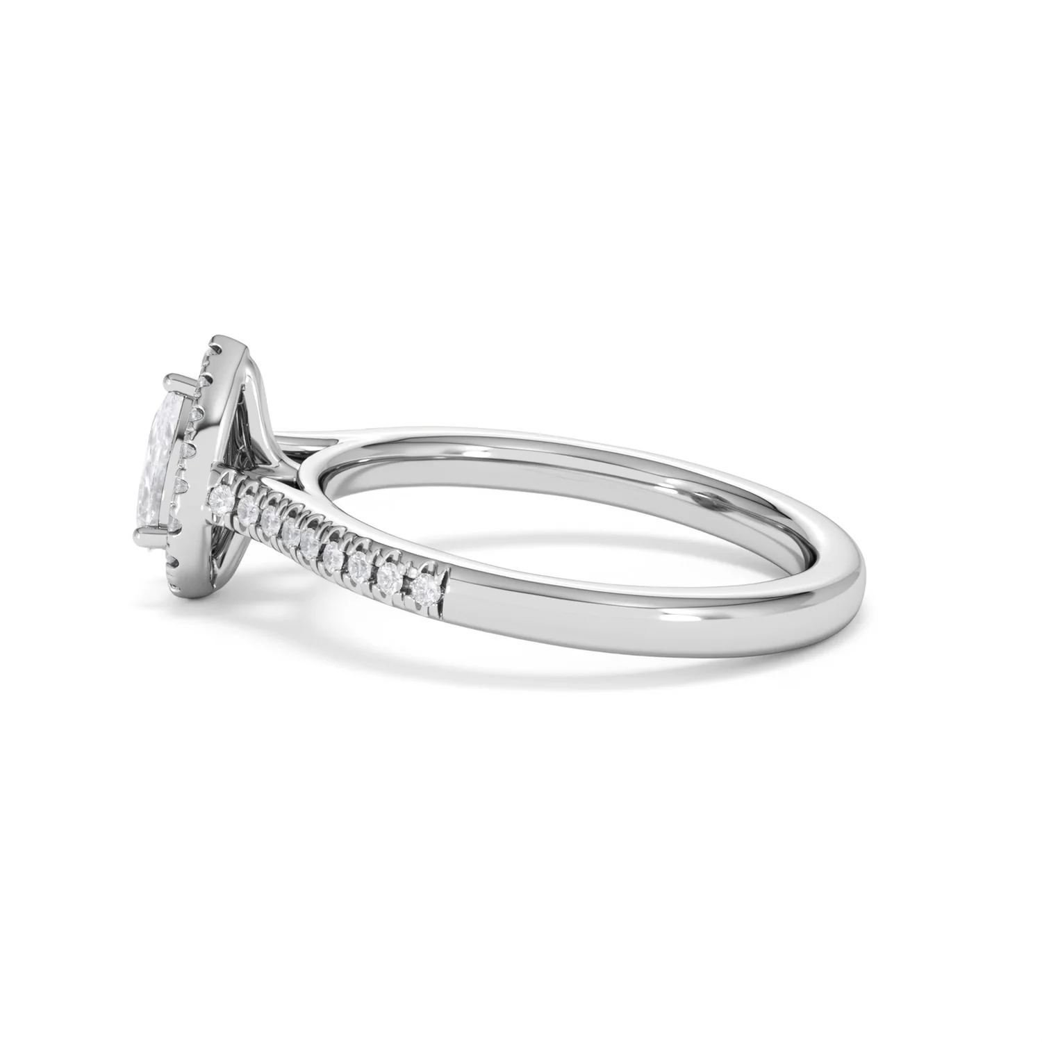 Lumia Pear Cut Lab Diamond Halo Ring 0.70ct F/VS in 9K White Gold - Image 68