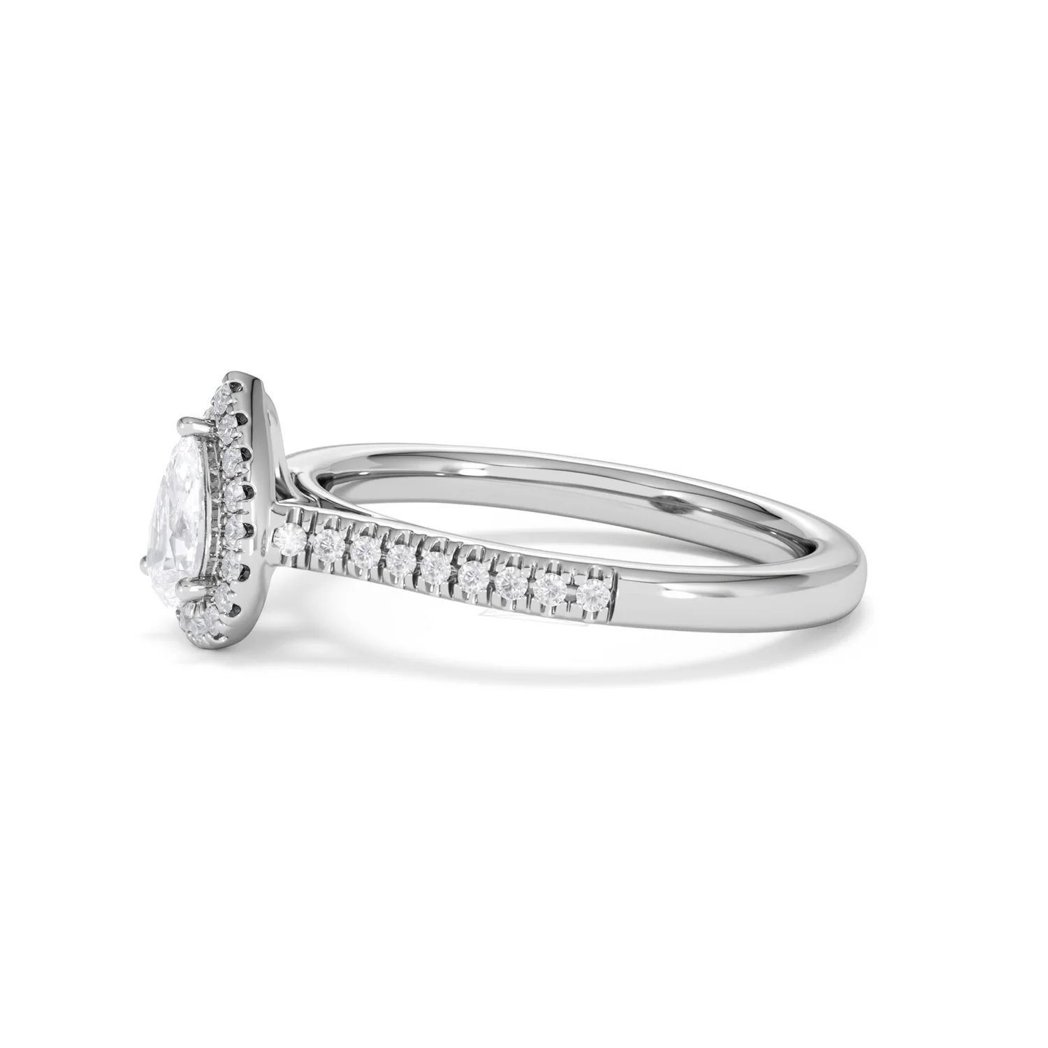 Lumia Pear Cut Lab Diamond Halo Ring 0.70ct F/VS in 9K White Gold - Image 75