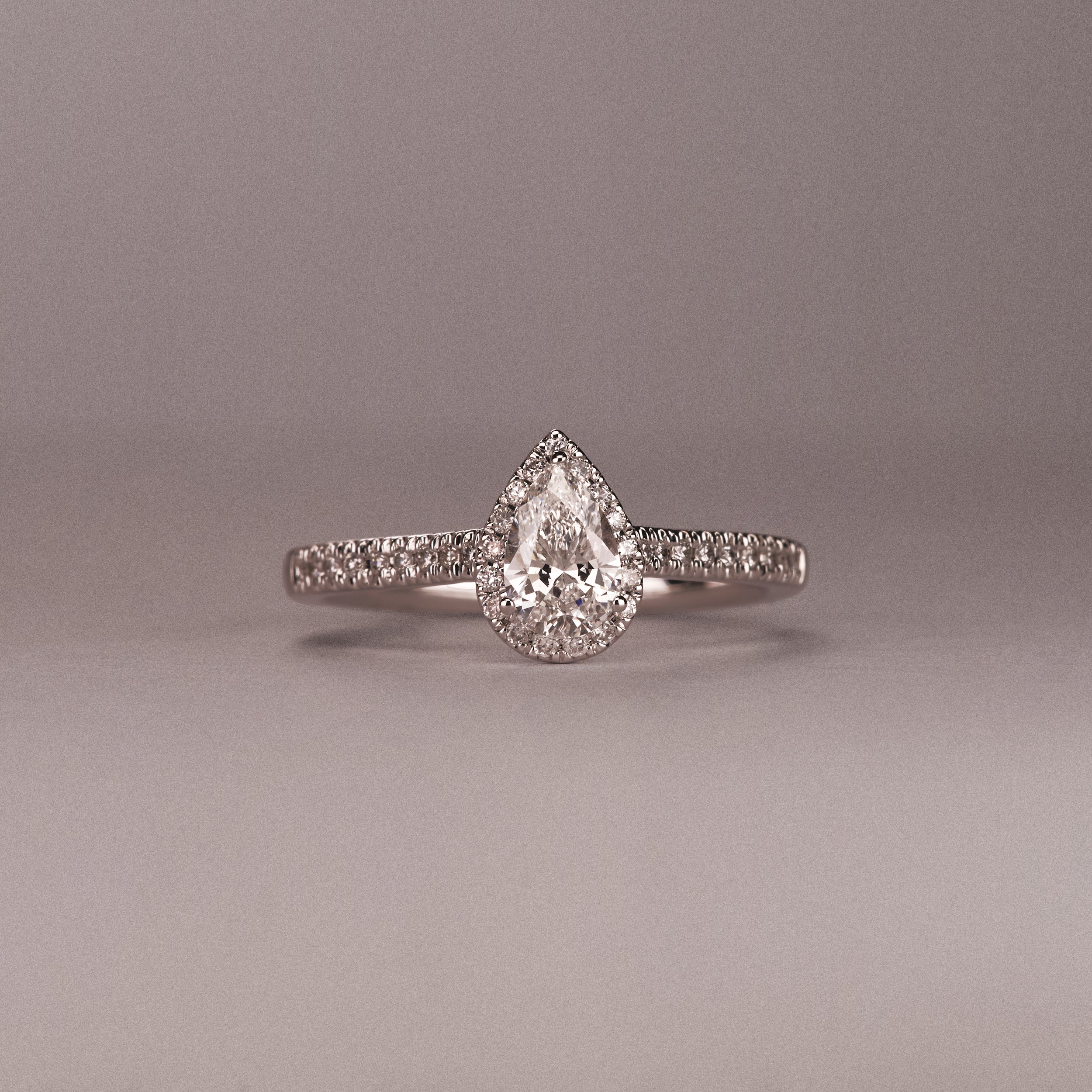Lumia Pear Cut Lab Diamond Halo Ring 0.70ct F/VS in 9K White Gold - Image 8