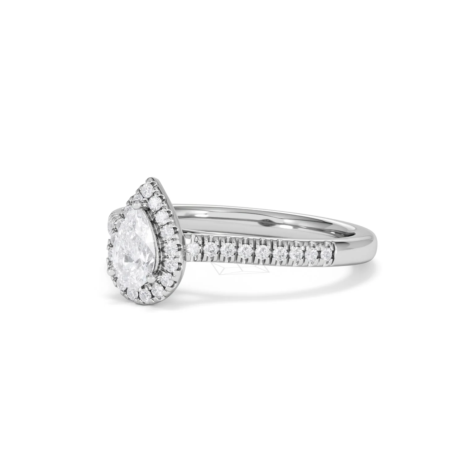 Lumia Pear Cut Lab Diamond Halo Ring 0.70ct F/VS in 9K White Gold - Image 82
