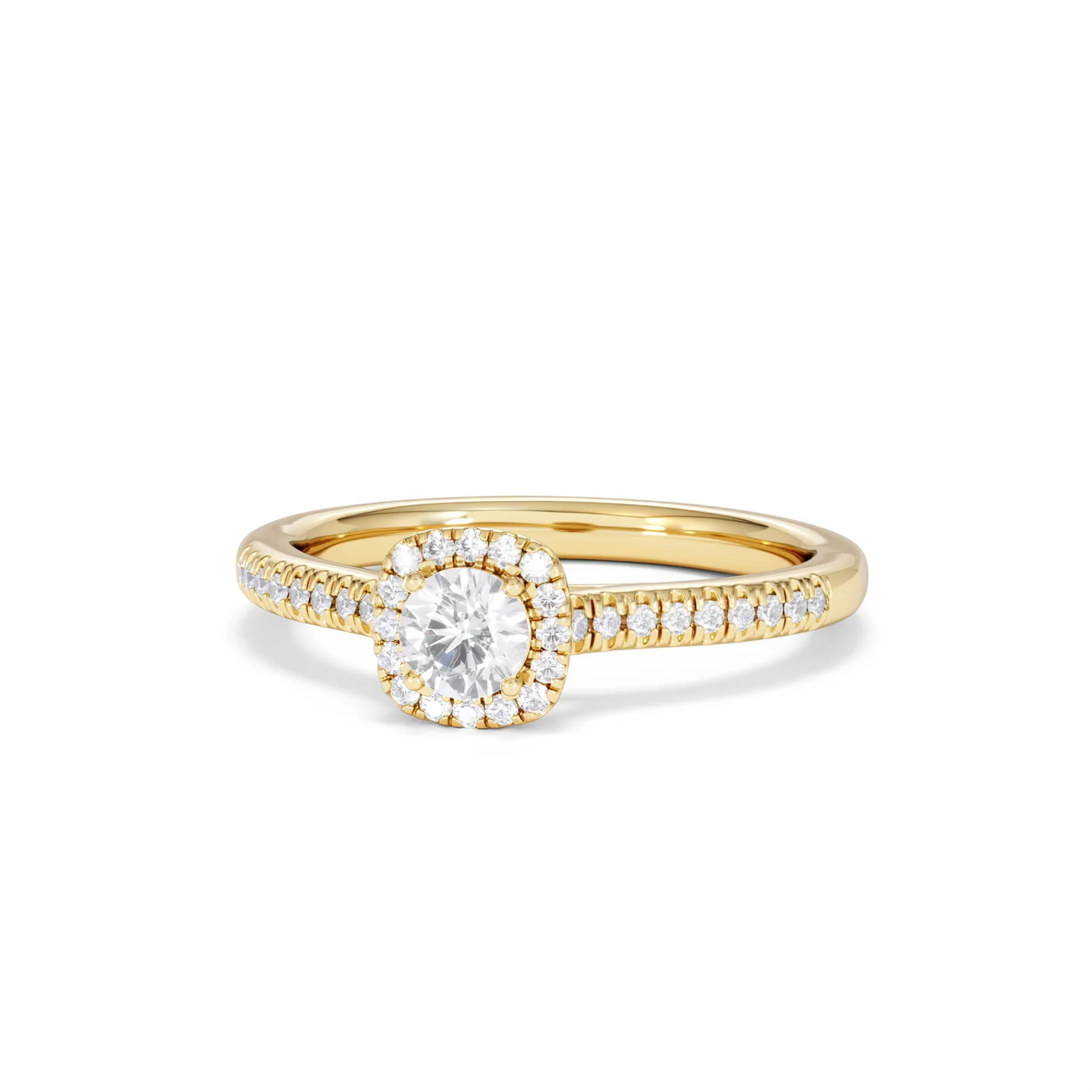 Lumia Round Cut Lab Diamond Halo Ring 0.50ct F/VS in 18K Gold Vermeil - Image 87