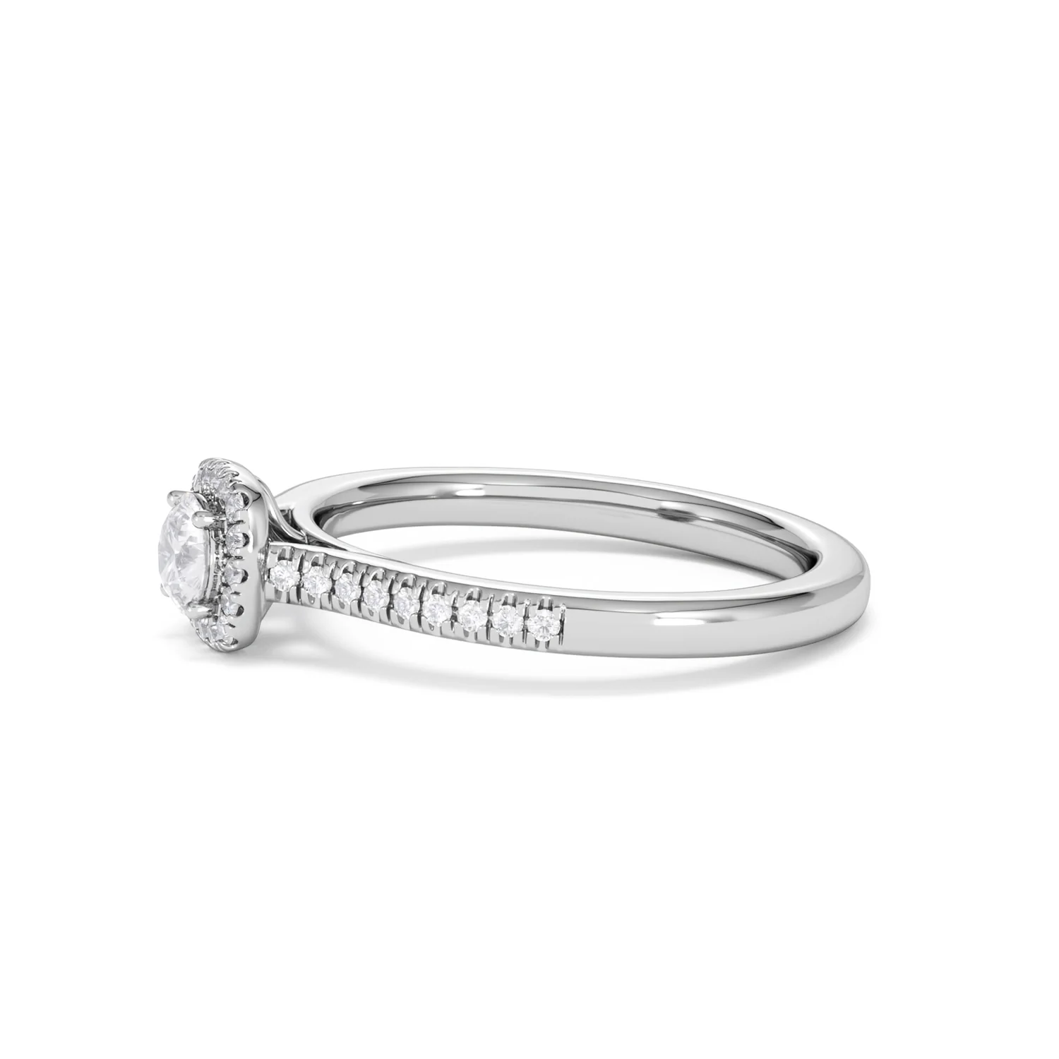 Lumia Round Cut Lab Diamond Halo Ring 0.50ct F/VS in 925 Silver - Image 74