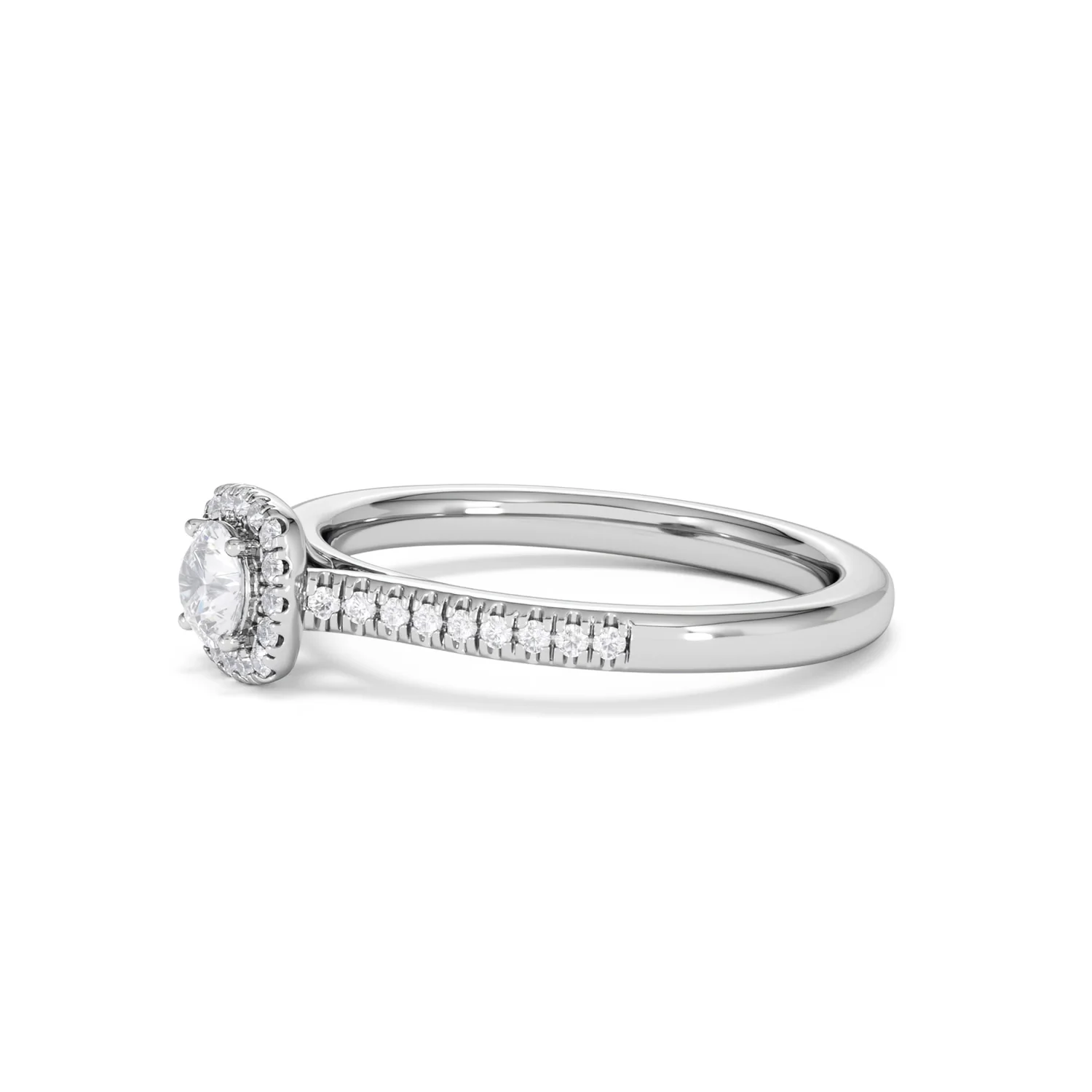 Lumia Round Cut Lab Diamond Halo Ring 0.50ct F/VS in 925 Silver - Image 76