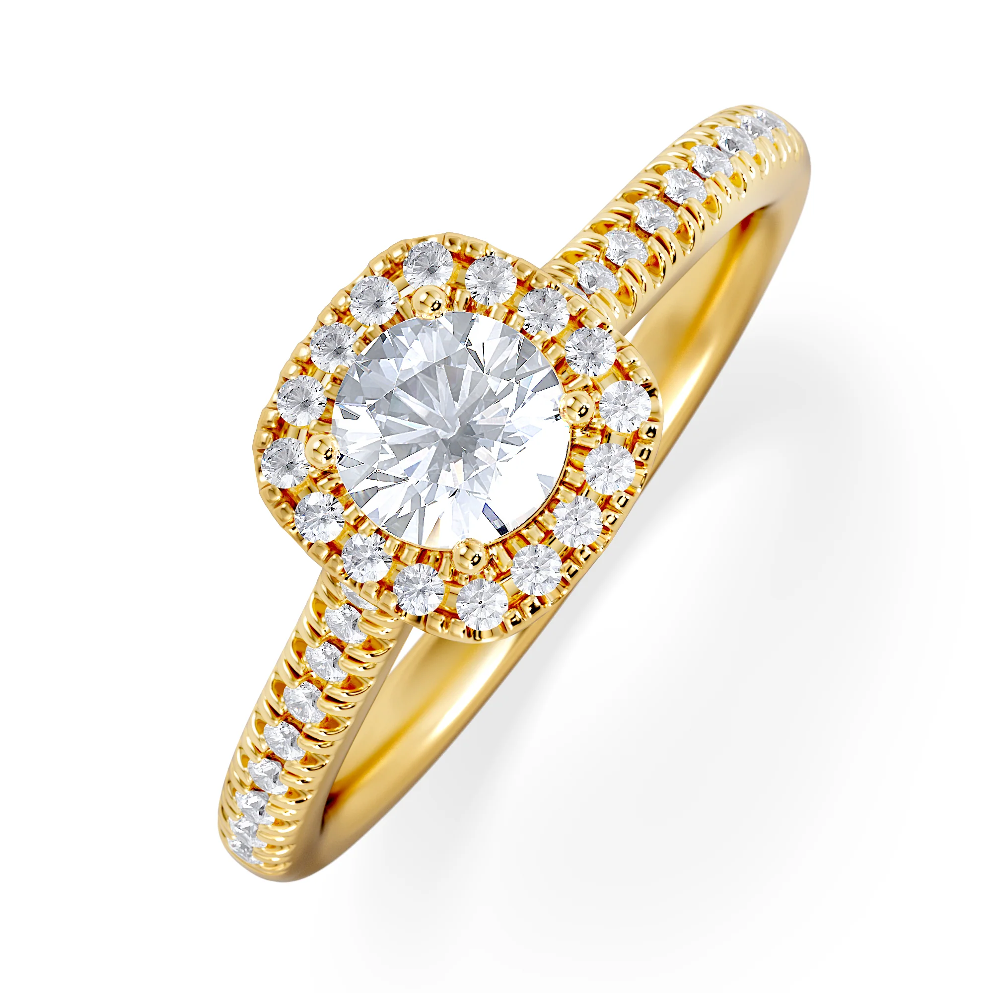 Lumia Round Cut Lab Diamond Halo Ring 0.70ct F/VS in 9K Gold