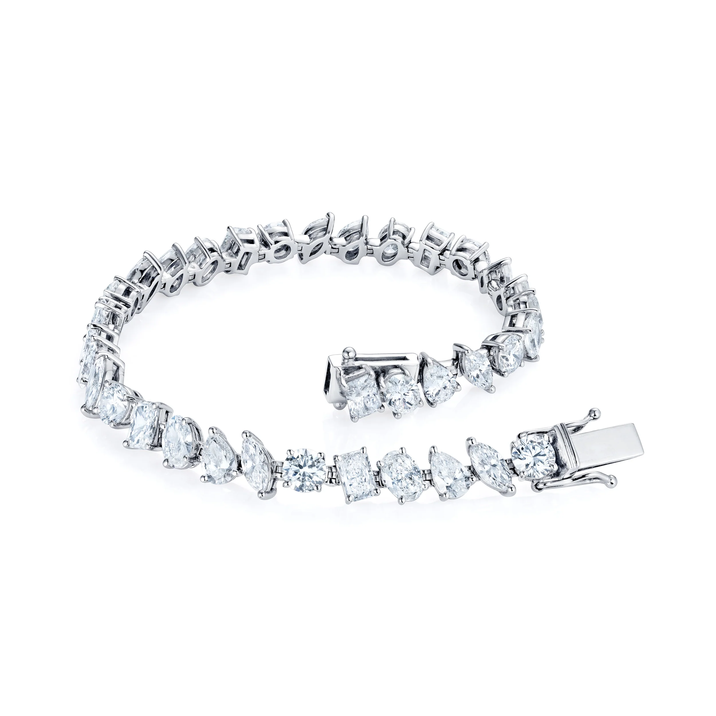 LUXE 12.00ct Lab Diamond Tennis Bracelet with IGI Certified Mixed-Cut Diamonds in 18K White Gold - Image 3