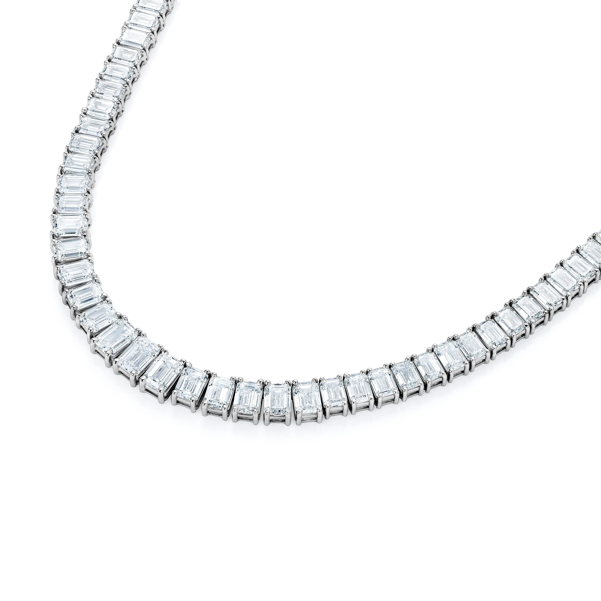 LUXE 33.00ct Lab Diamond Necklace with IGI Certified Emerald-Cut Diamonds in 18K White Gold - Image 3