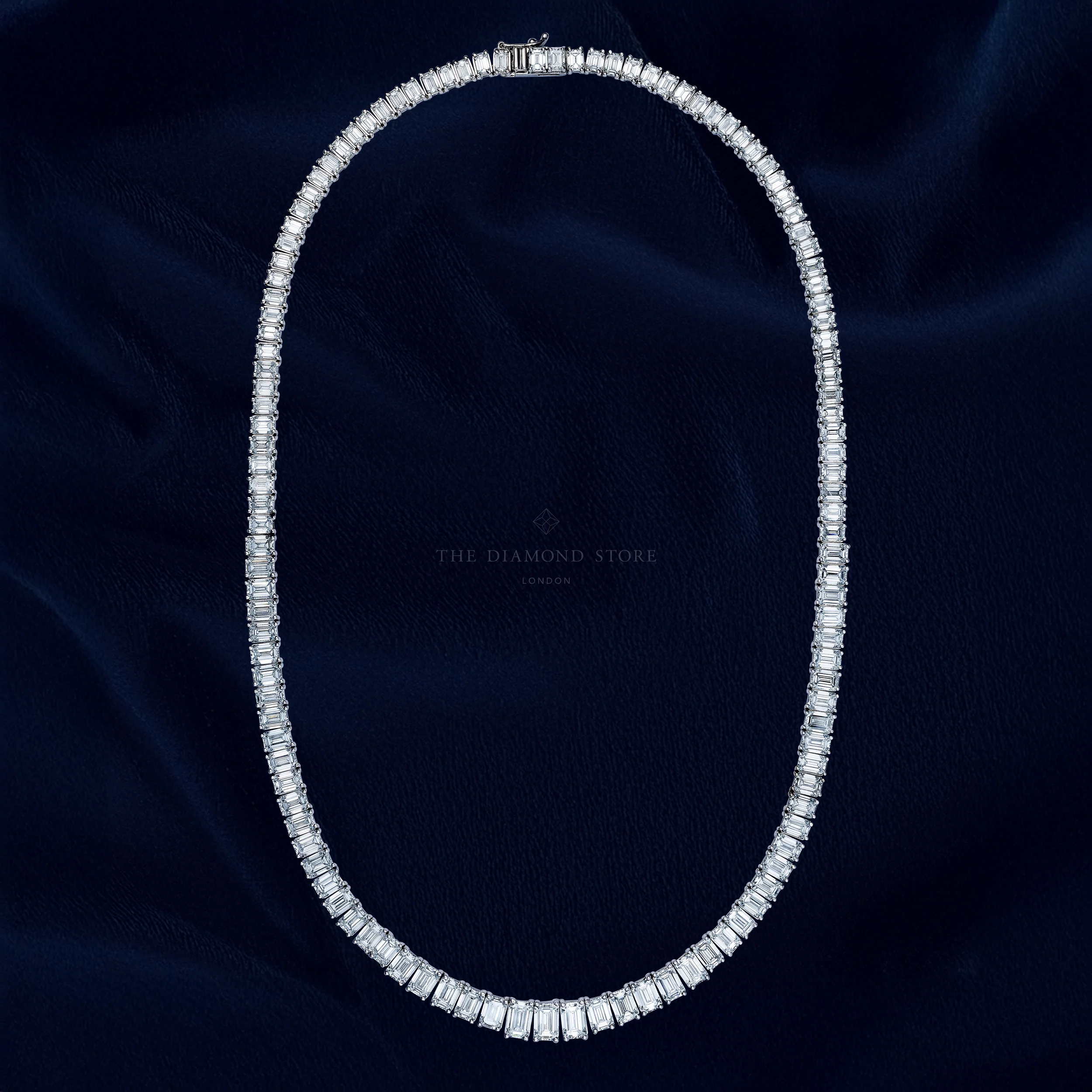 LUXE 33.00ct Lab Diamond Necklace with IGI Certified Emerald-Cut Diamonds in 18K White Gold - Image 9