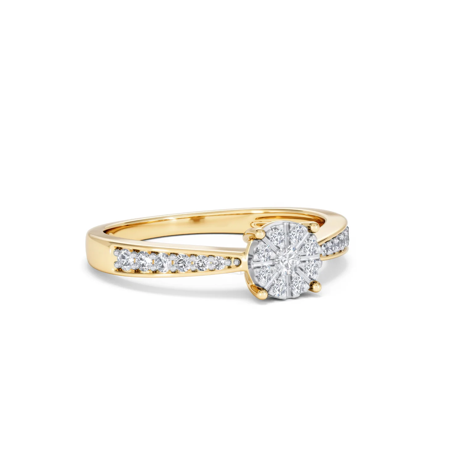 Masami Diamond Engagement Ring 0.20ct Pave Set in 9K Yellow Gold - Image 16