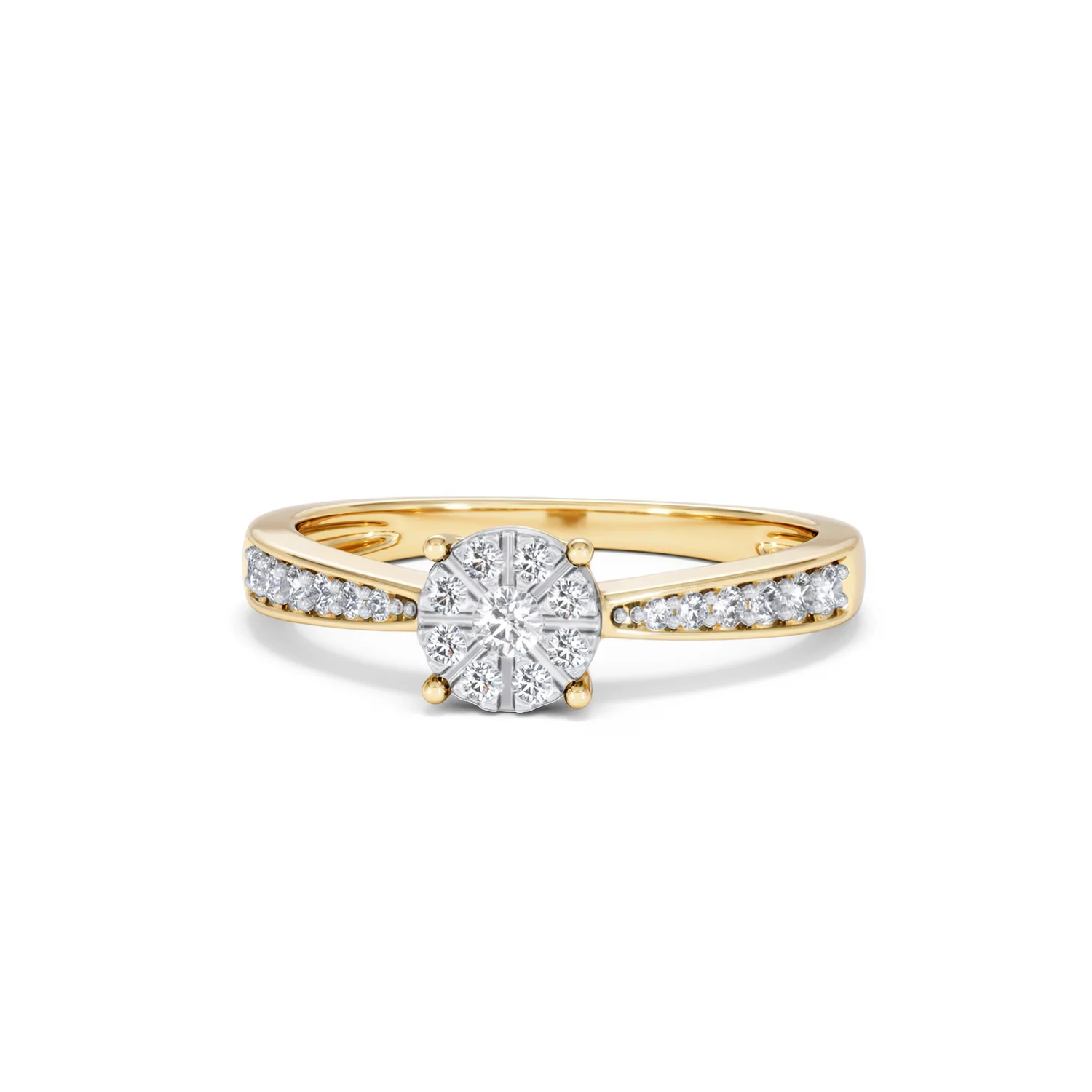 Masami Diamond Engagement Ring 0.20ct Pave Set in 9K Yellow Gold - Image 88