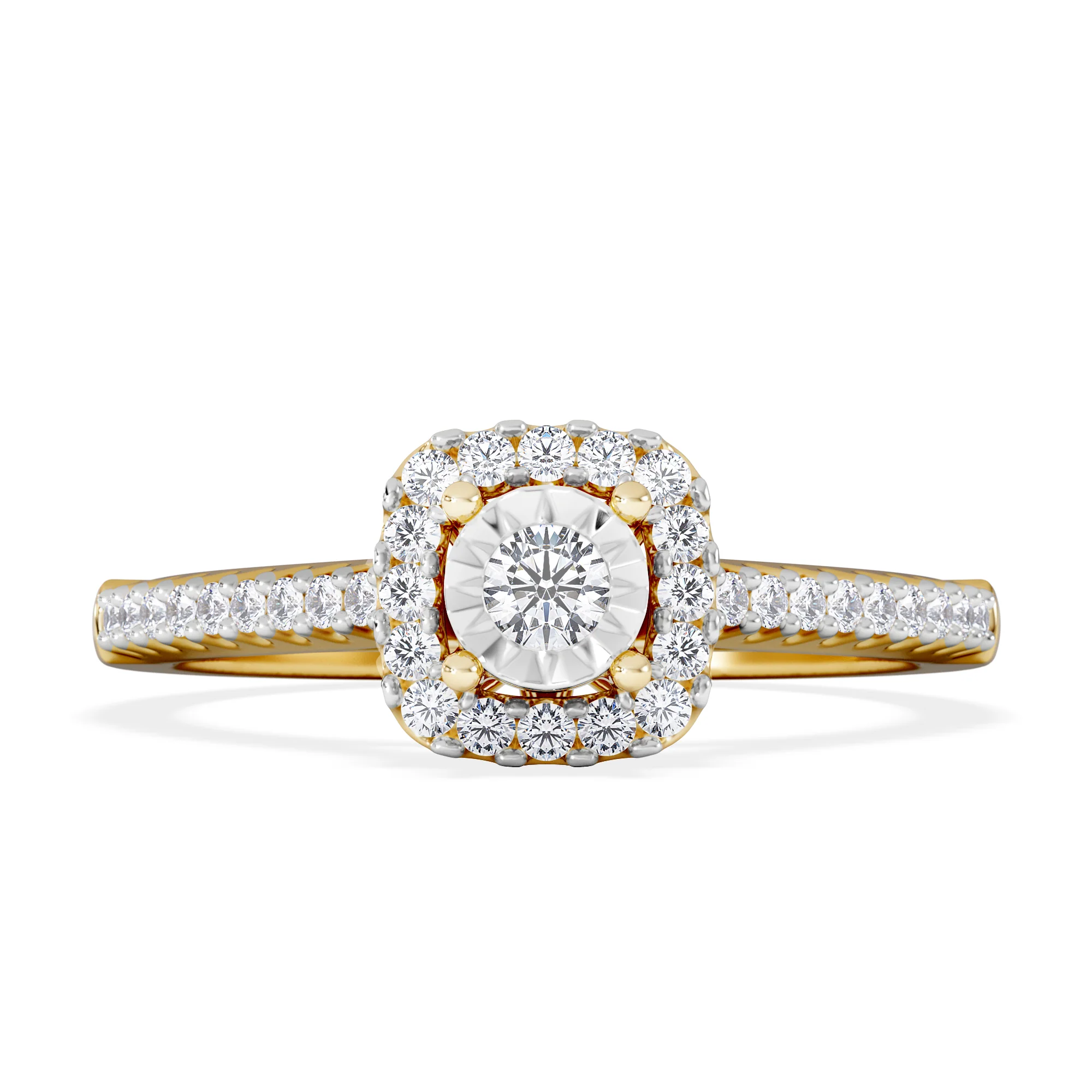 Masami Diamond Halo Engagement Ring 0.25ct Pave Set in 9K Yellow Gold - Image 7
