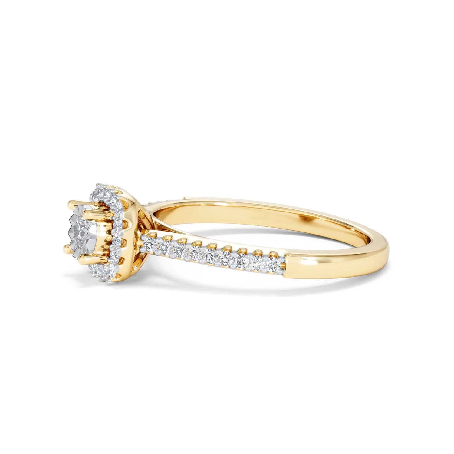 Masami Diamond Halo Engagement Ring 0.25ct Pave Set in 9K Yellow Gold - Image 75