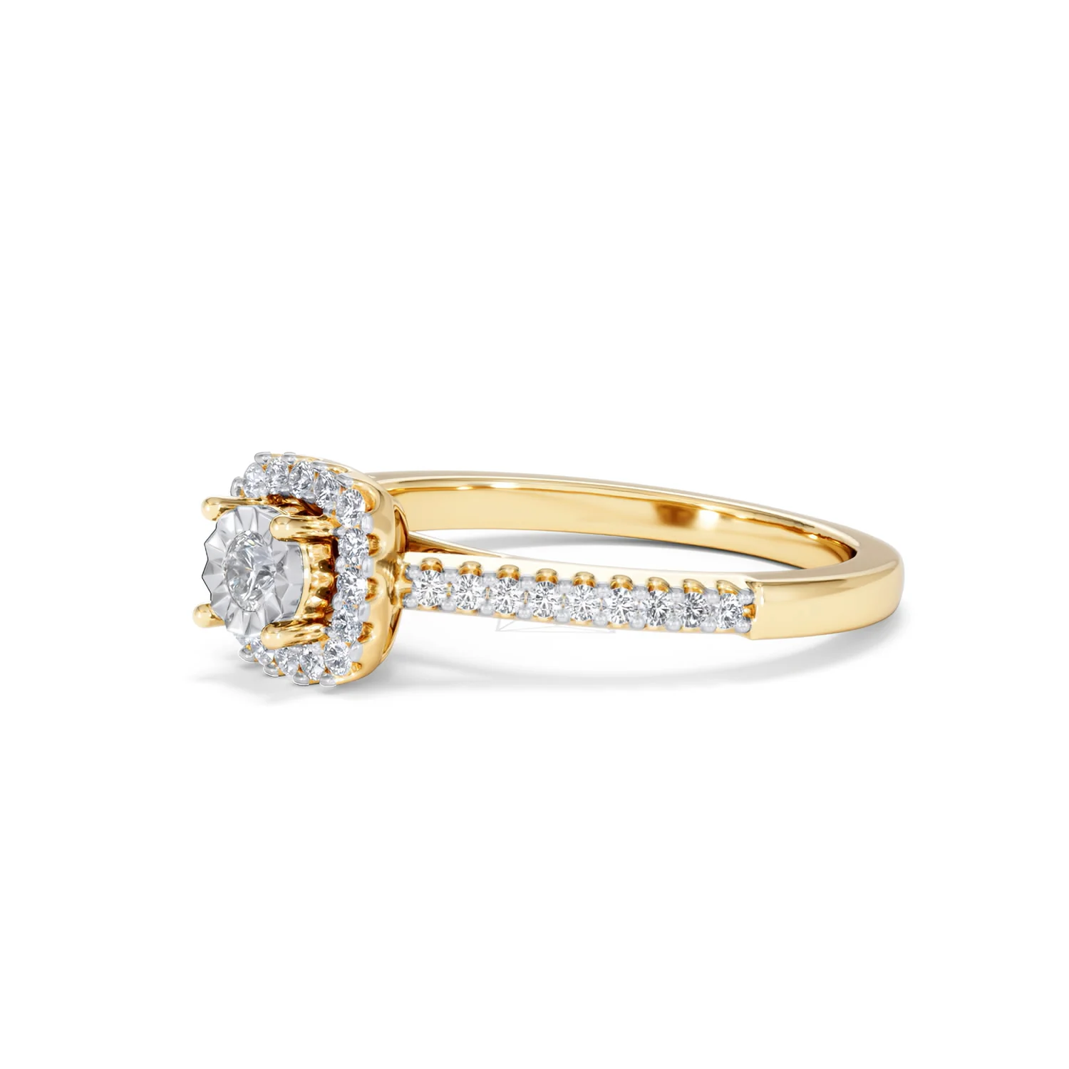 Masami Diamond Halo Engagement Ring 0.25ct Pave Set in 9K Yellow Gold - Image 79