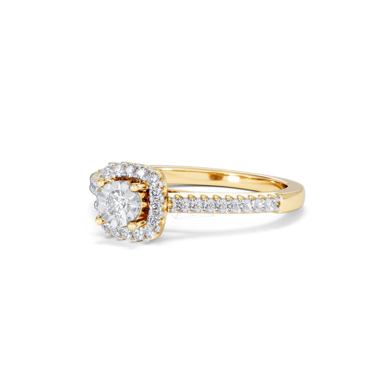 Masami Diamond Halo Engagement Ring 0.25ct Pave Set in 9K Yellow Gold - Image 83