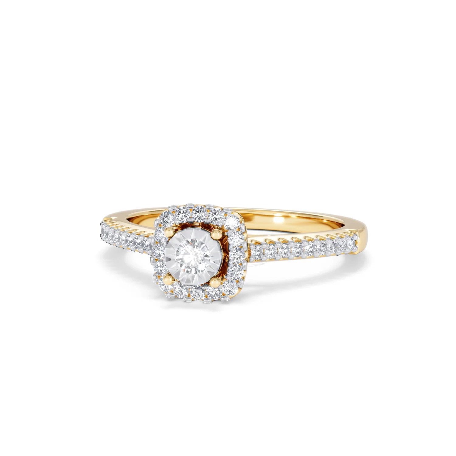 Masami Diamond Halo Engagement Ring 0.25ct Pave Set in 9K Yellow Gold - Image 87