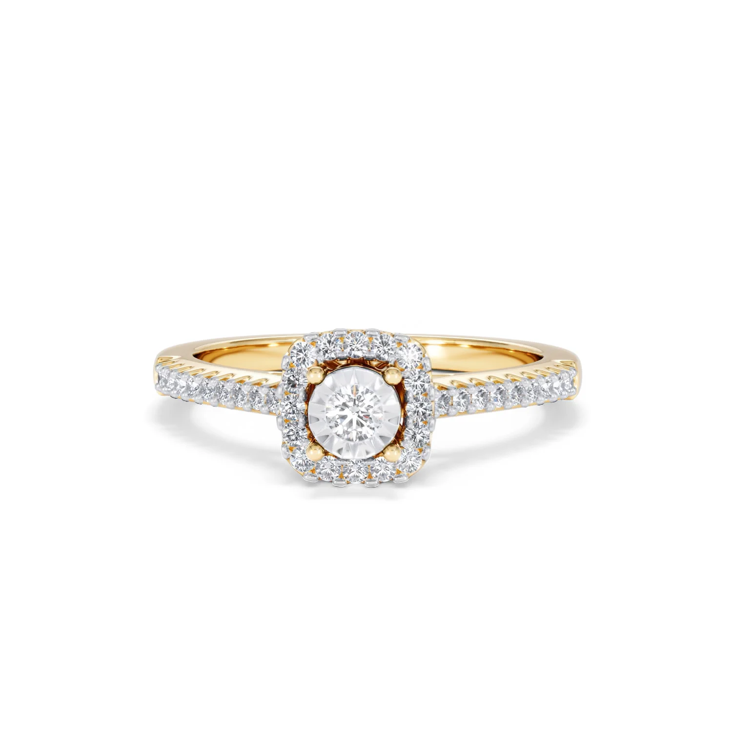 Masami Diamond Halo Engagement Ring 0.25ct Pave Set in 9K Yellow Gold - Image 89