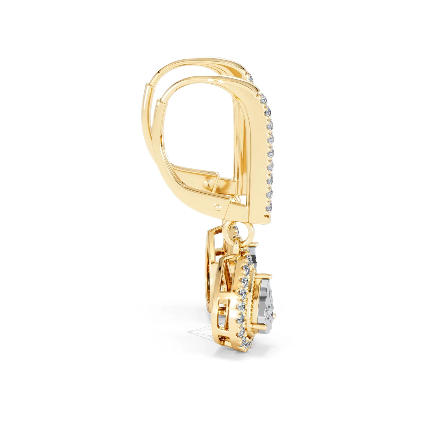 Masami Diamond Pear Halo Earrings 0.20ct Pave Set in 9K Yellow Gold - Image 29