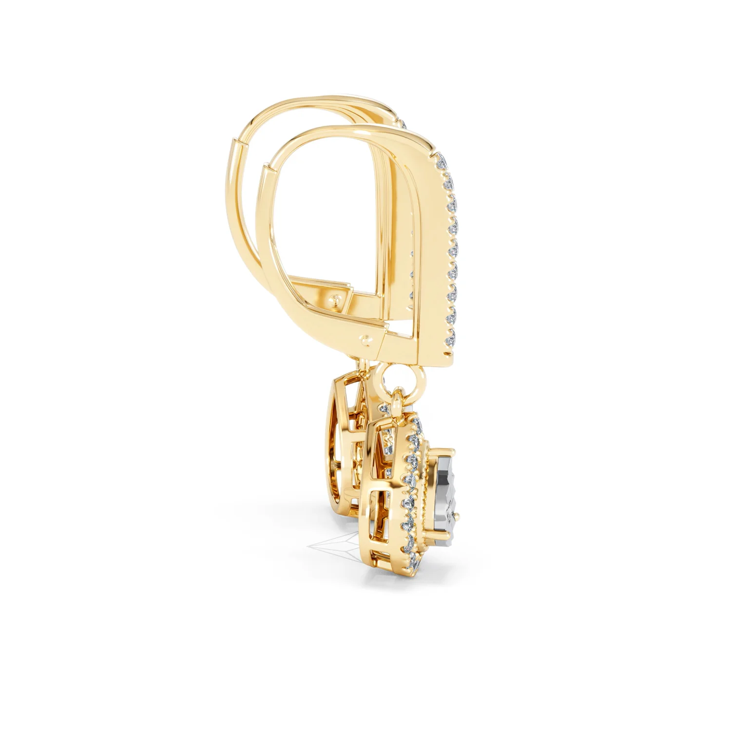 Masami Diamond Pear Halo Earrings 0.20ct Pave Set in 9K Yellow Gold - Image 30