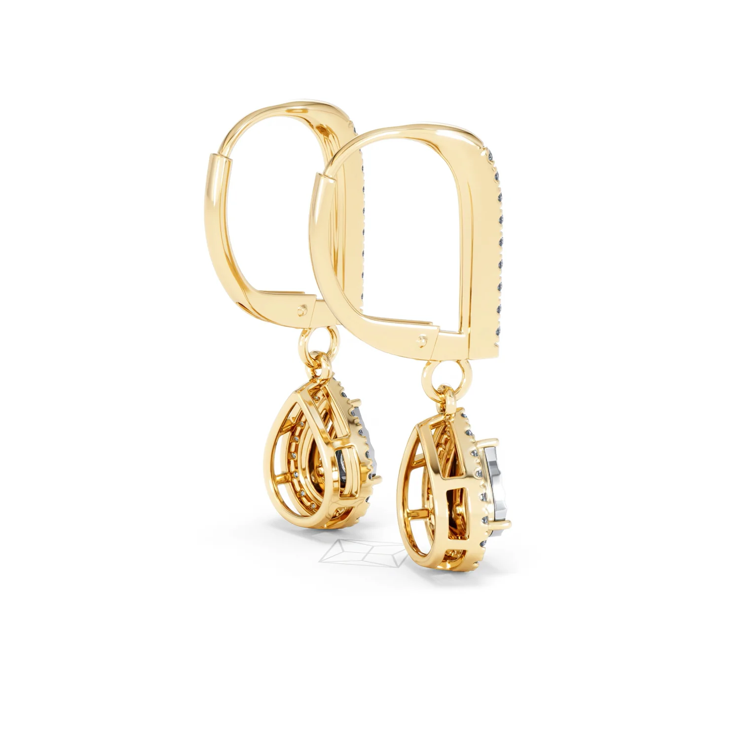 Masami Diamond Pear Halo Earrings 0.20ct Pave Set in 9K Yellow Gold - Image 37