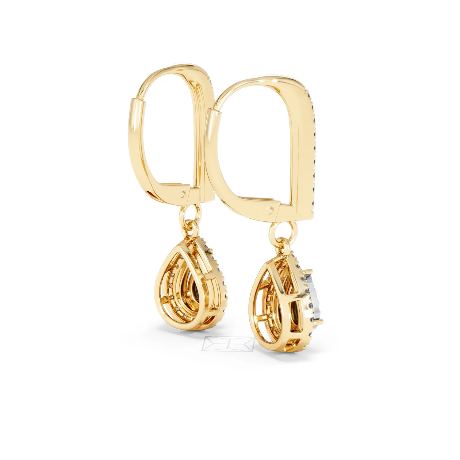 Masami Diamond Pear Halo Earrings 0.20ct Pave Set in 9K Yellow Gold - Image 39