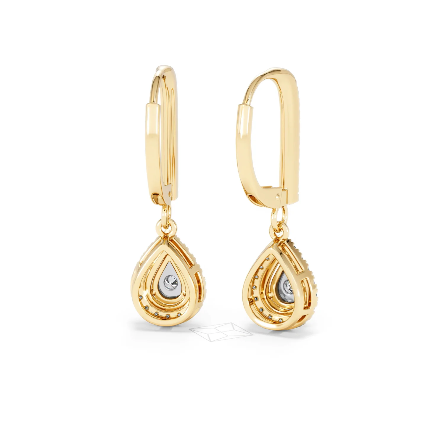 Masami Diamond Pear Halo Earrings 0.20ct Pave Set in 9K Yellow Gold - Image 46