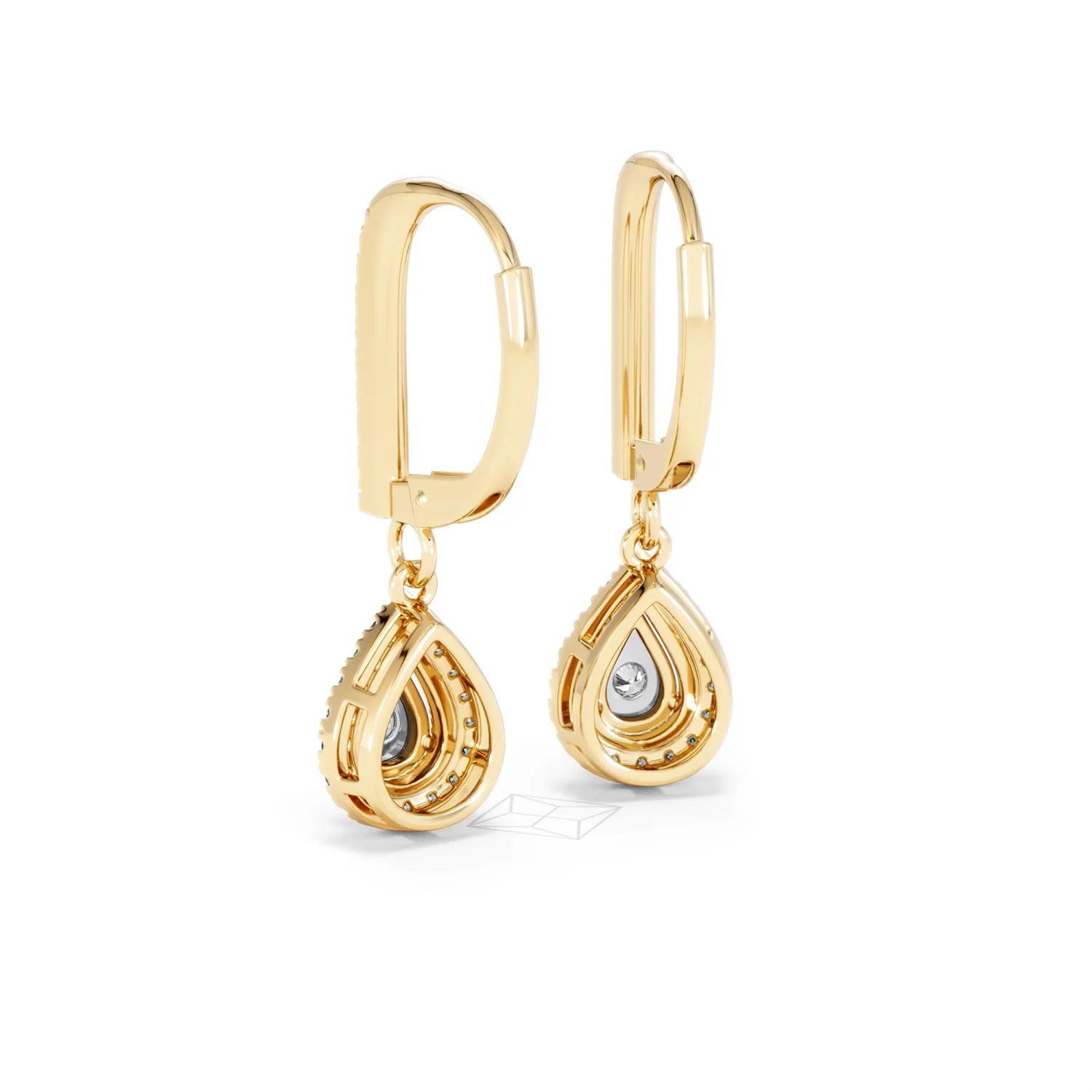Masami Diamond Pear Halo Earrings 0.20ct Pave Set in 9K Yellow Gold - Image 55