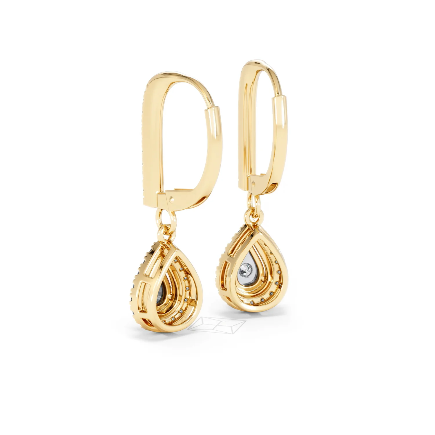 Masami Diamond Pear Halo Earrings 0.20ct Pave Set in 9K Yellow Gold - Image 56