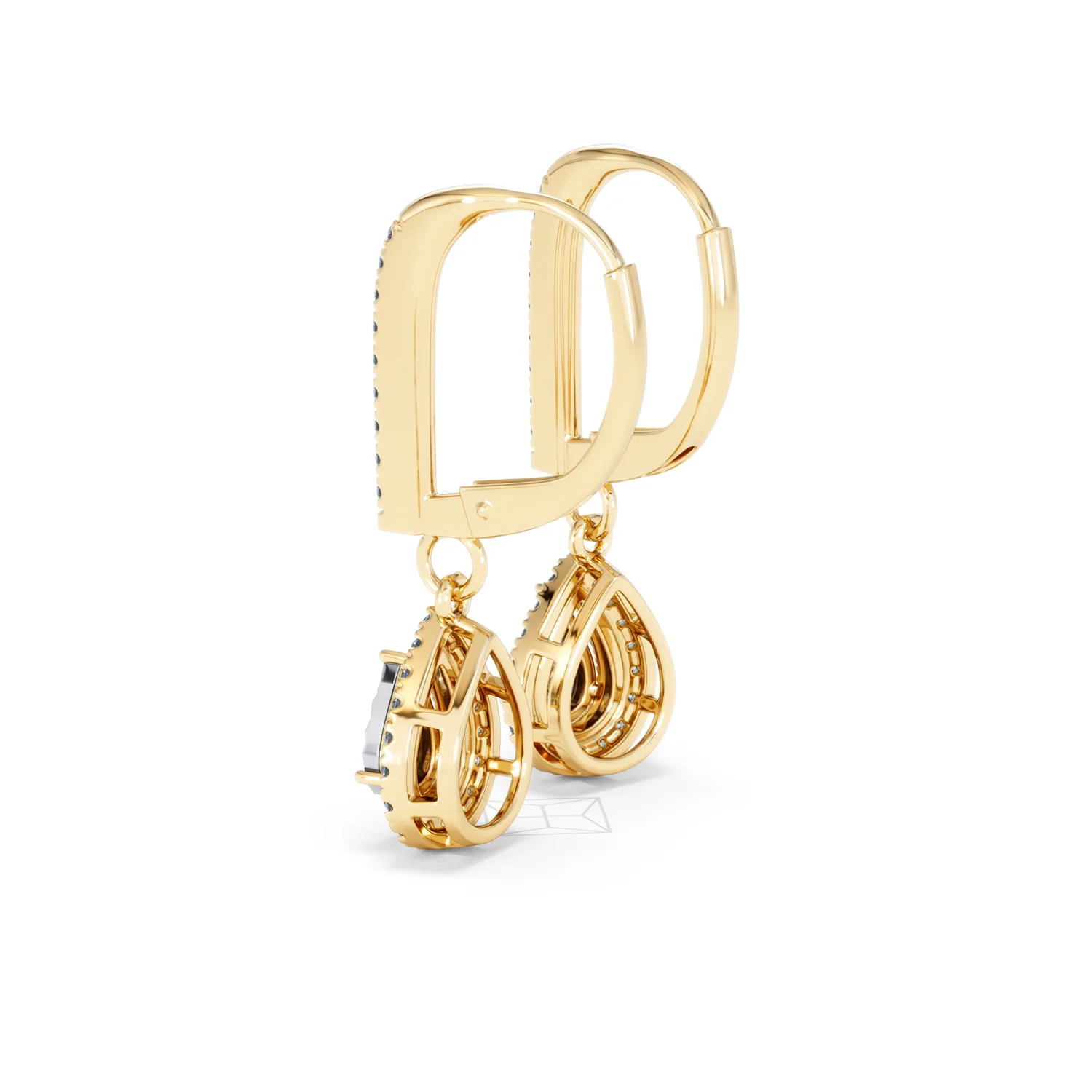 Masami Diamond Pear Halo Earrings 0.20ct Pave Set in 9K Yellow Gold - Image 61