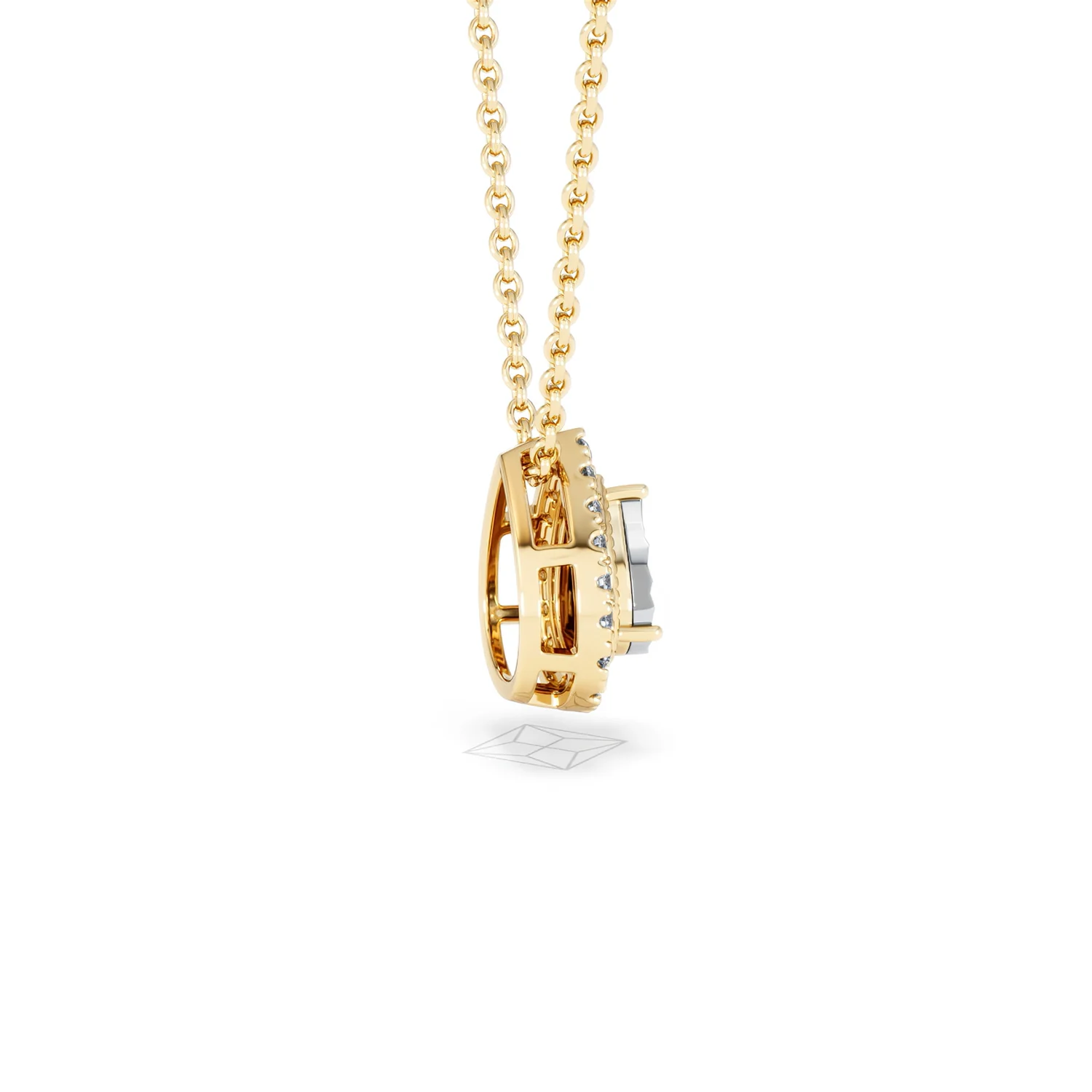 Masami Diamond Pear Halo Necklace 0.10ct Pave Set in 9K Yellow Gold - Image 33