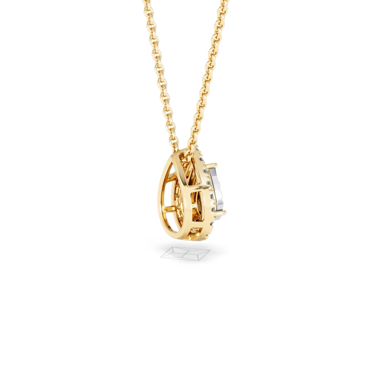 Masami Diamond Pear Halo Necklace 0.10ct Pave Set in 9K Yellow Gold - Image 36