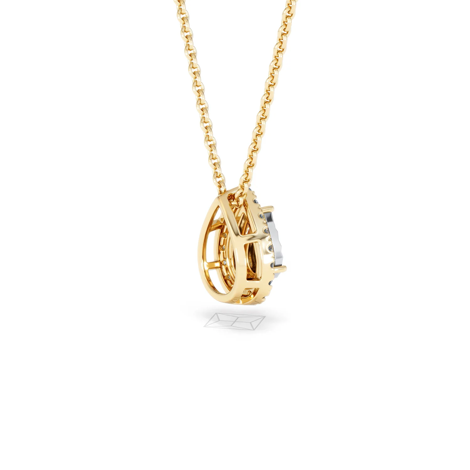 Masami Diamond Pear Halo Necklace 0.10ct Pave Set in 9K Yellow Gold - Image 37