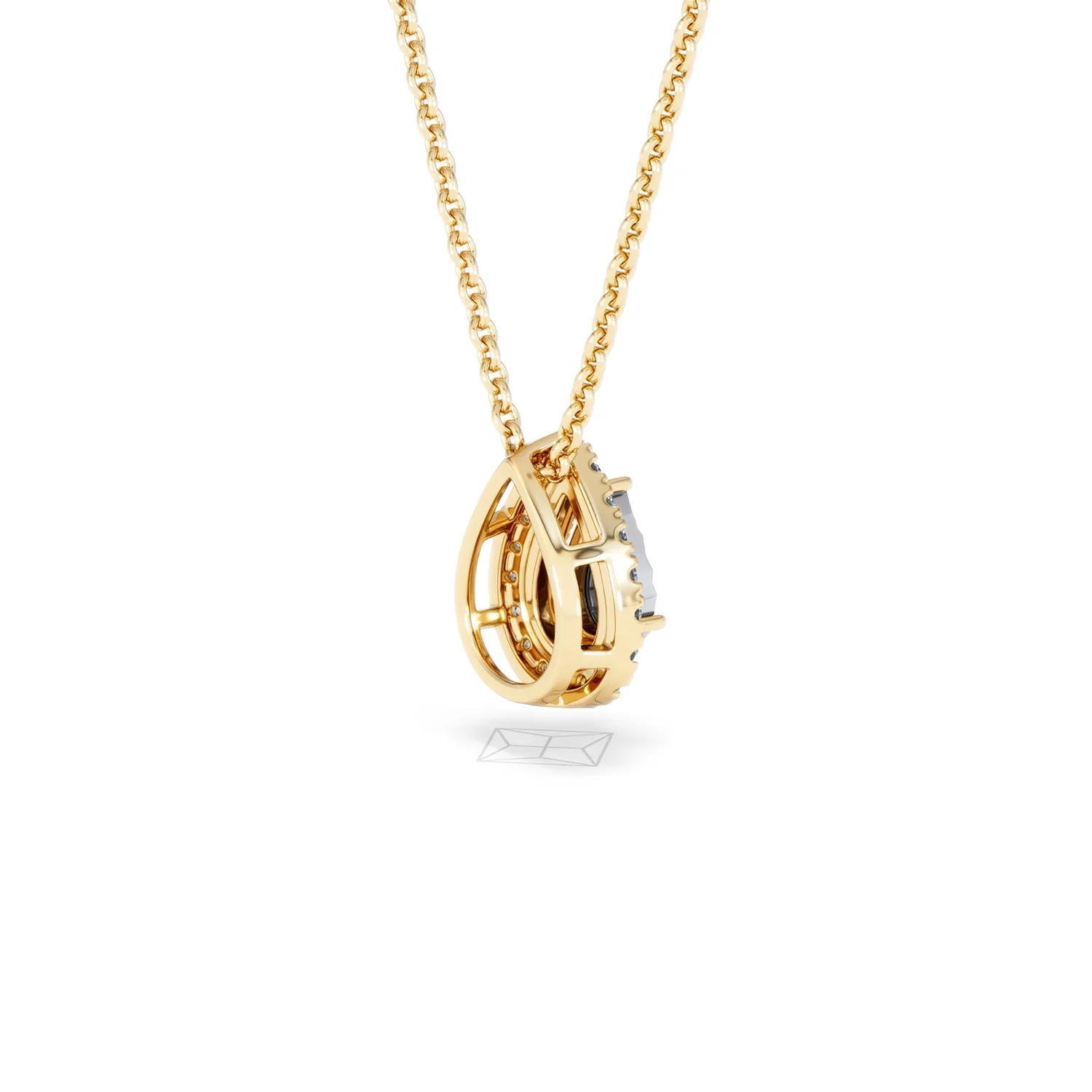 Masami Diamond Pear Halo Necklace 0.10ct Pave Set in 9K Yellow Gold - Image 38