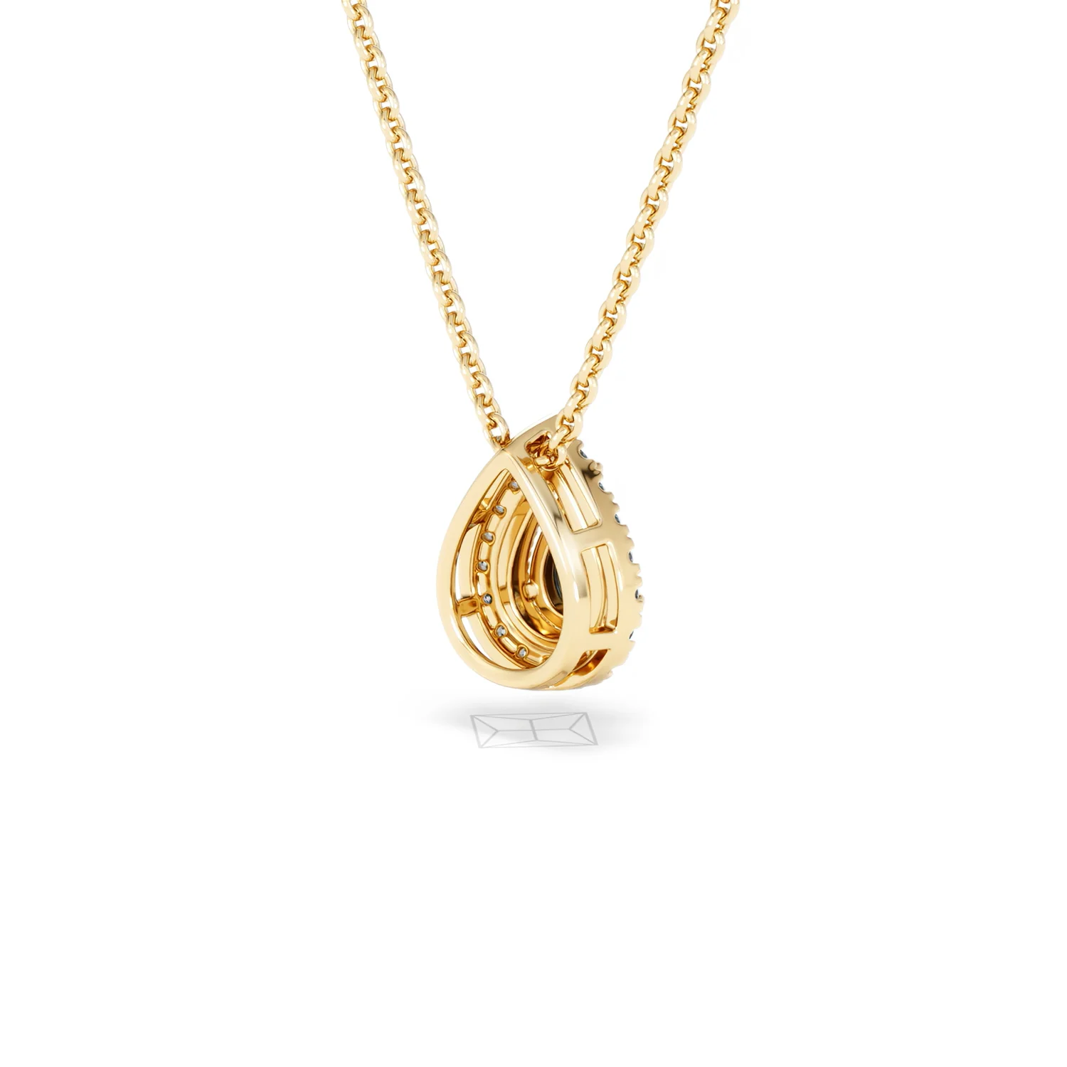 Masami Diamond Pear Halo Necklace 0.10ct Pave Set in 9K Yellow Gold - Image 41