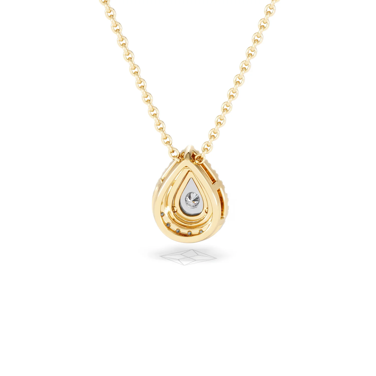 Masami Diamond Pear Halo Necklace 0.10ct Pave Set in 9K Yellow Gold - Image 48
