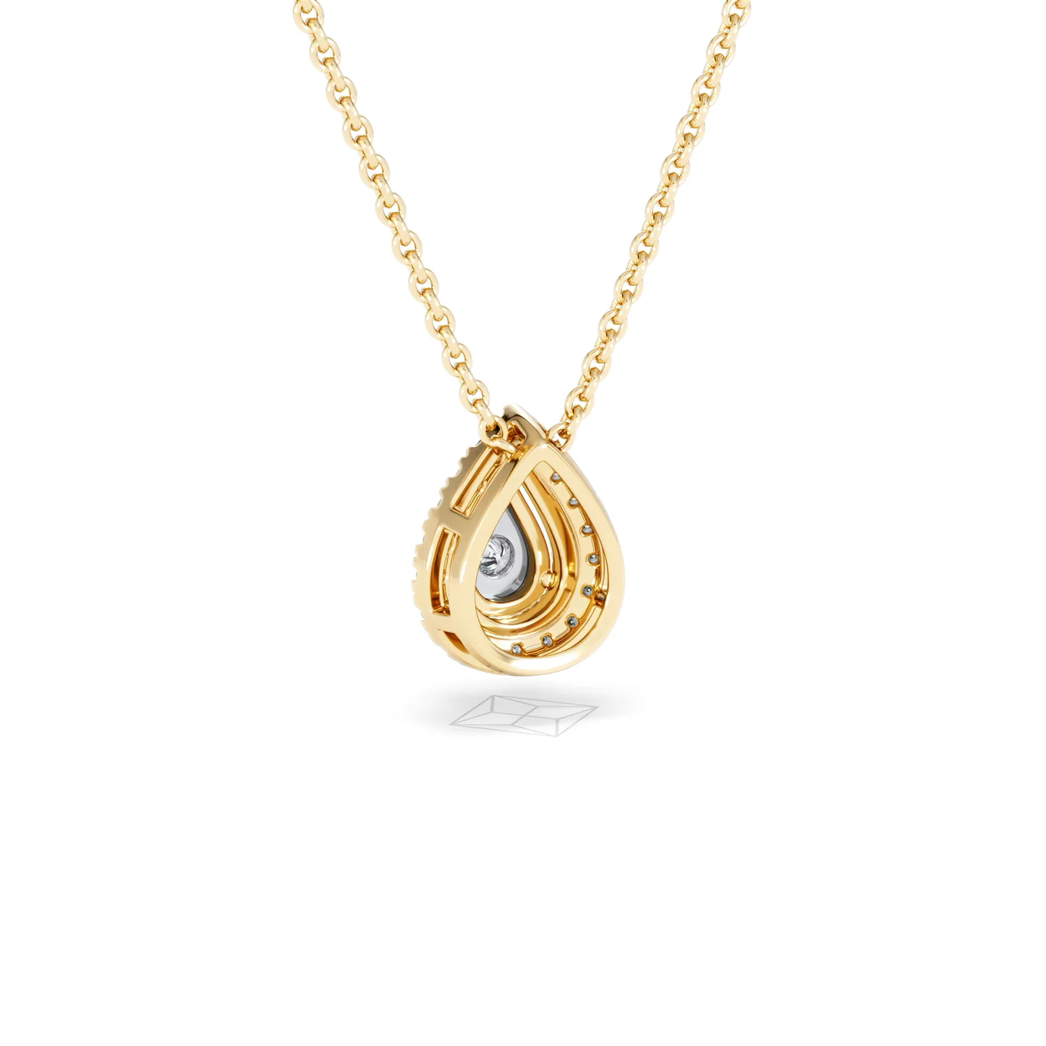 Masami Diamond Pear Halo Necklace 0.10ct Pave Set in 9K Yellow Gold - Image 55