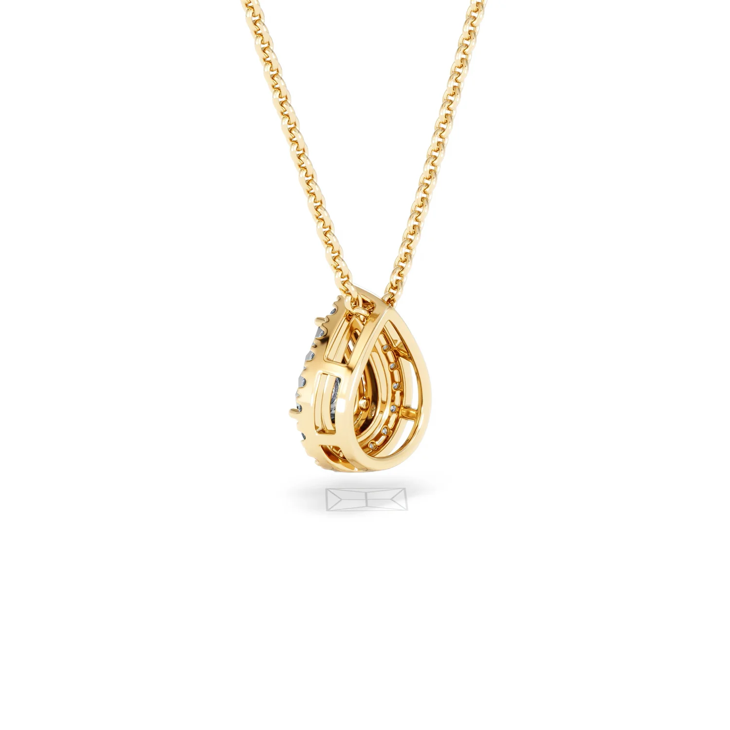 Masami Diamond Pear Halo Necklace 0.10ct Pave Set in 9K Yellow Gold - Image 60