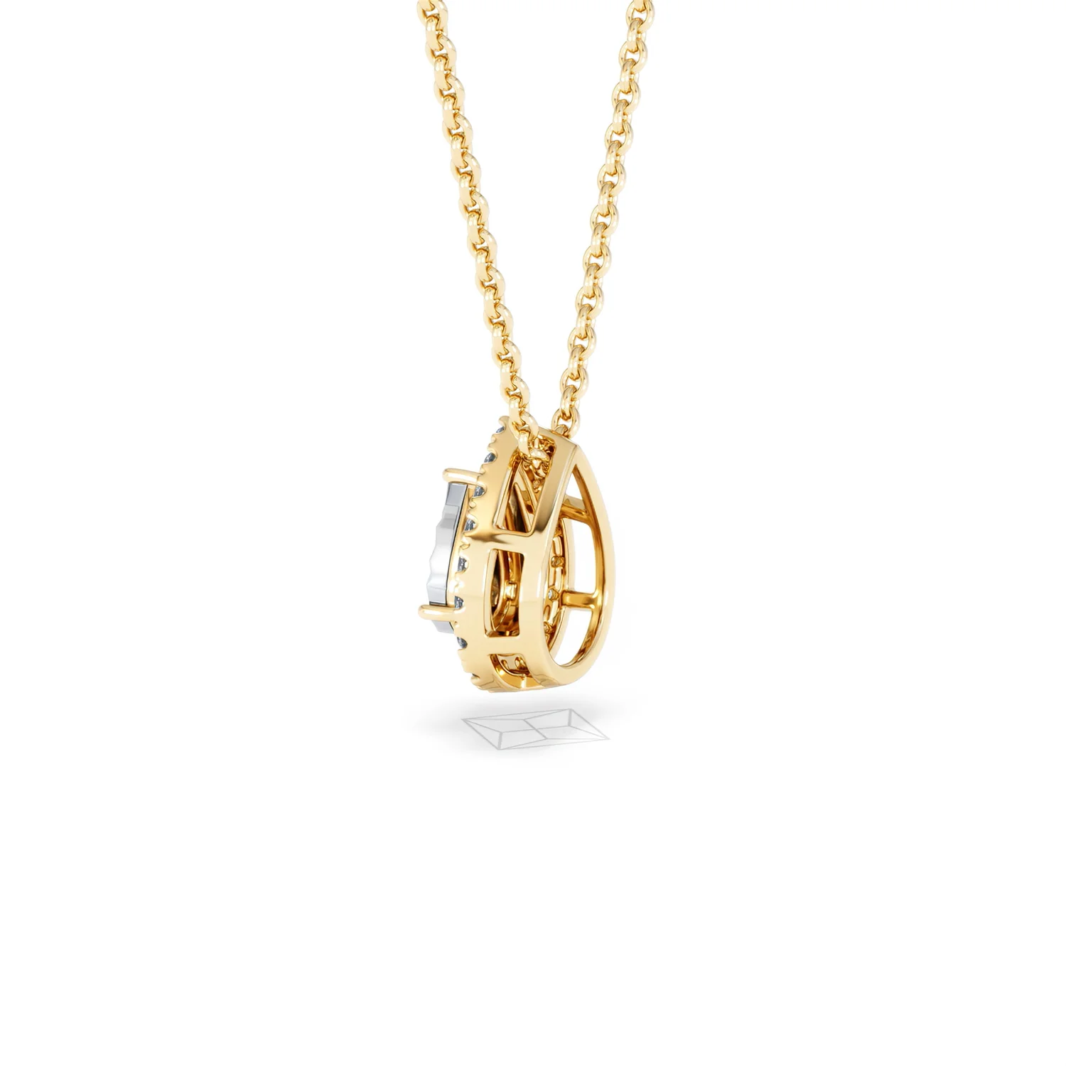 Masami Diamond Pear Halo Necklace 0.10ct Pave Set in 9K Yellow Gold - Image 64