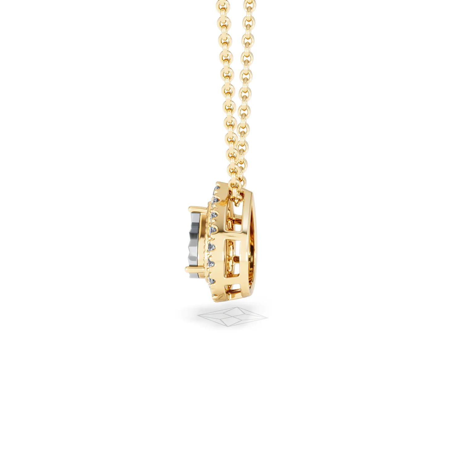 Masami Diamond Pear Halo Necklace 0.10ct Pave Set in 9K Yellow Gold - Image 68