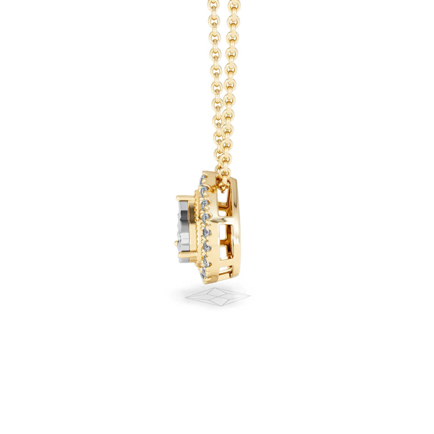 Masami Diamond Pear Halo Necklace 0.10ct Pave Set in 9K Yellow Gold - Image 71