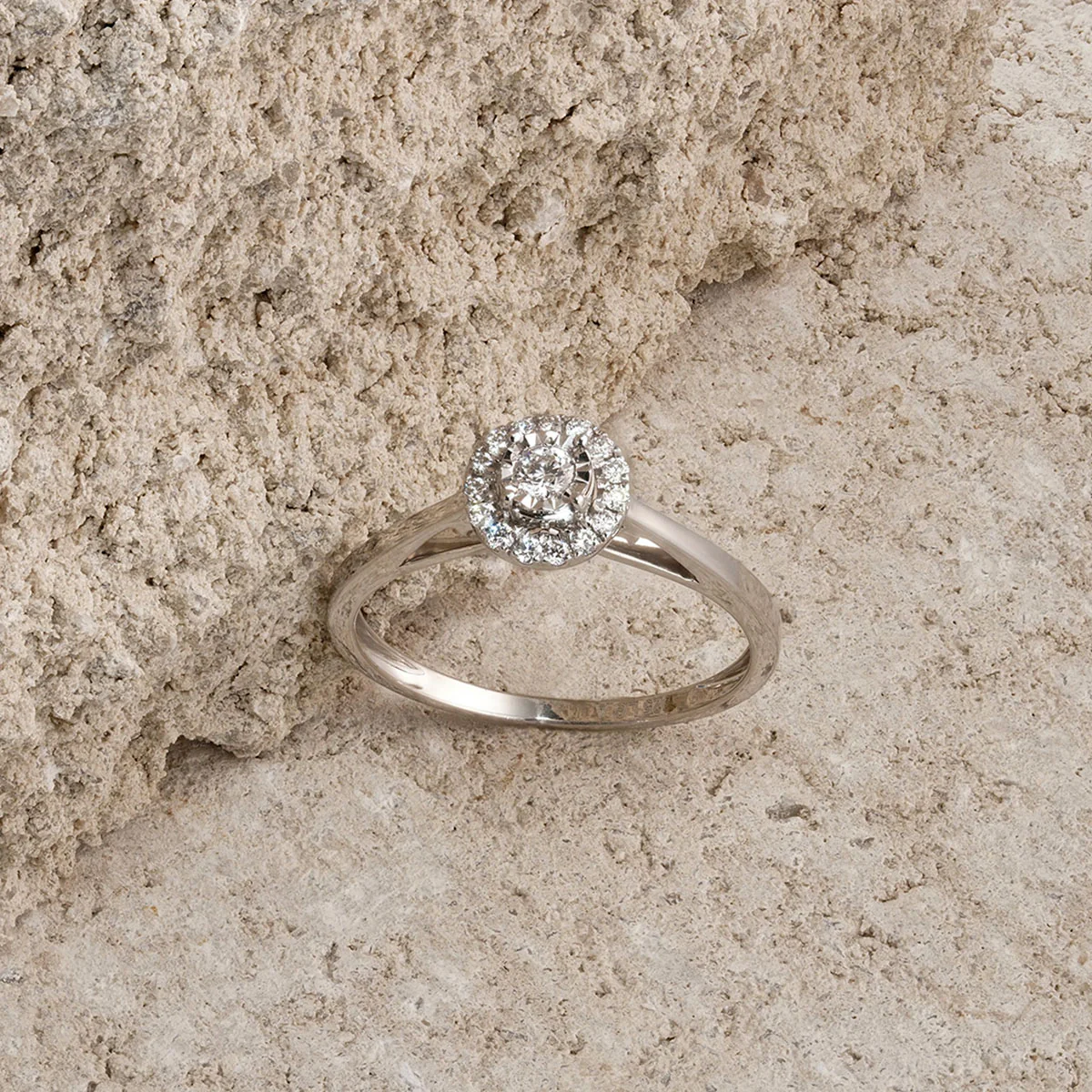 Masami Lab Diamond Engagement Ring 0.20ct Pave Set Halo in 925 Sterling Silver - Image 4