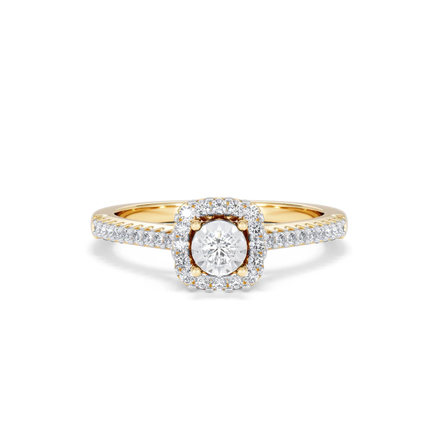 Masami Lab Diamond Halo Engagement Ring 0.25ct Pave Set in 18K Gold Vermeil - Image 10