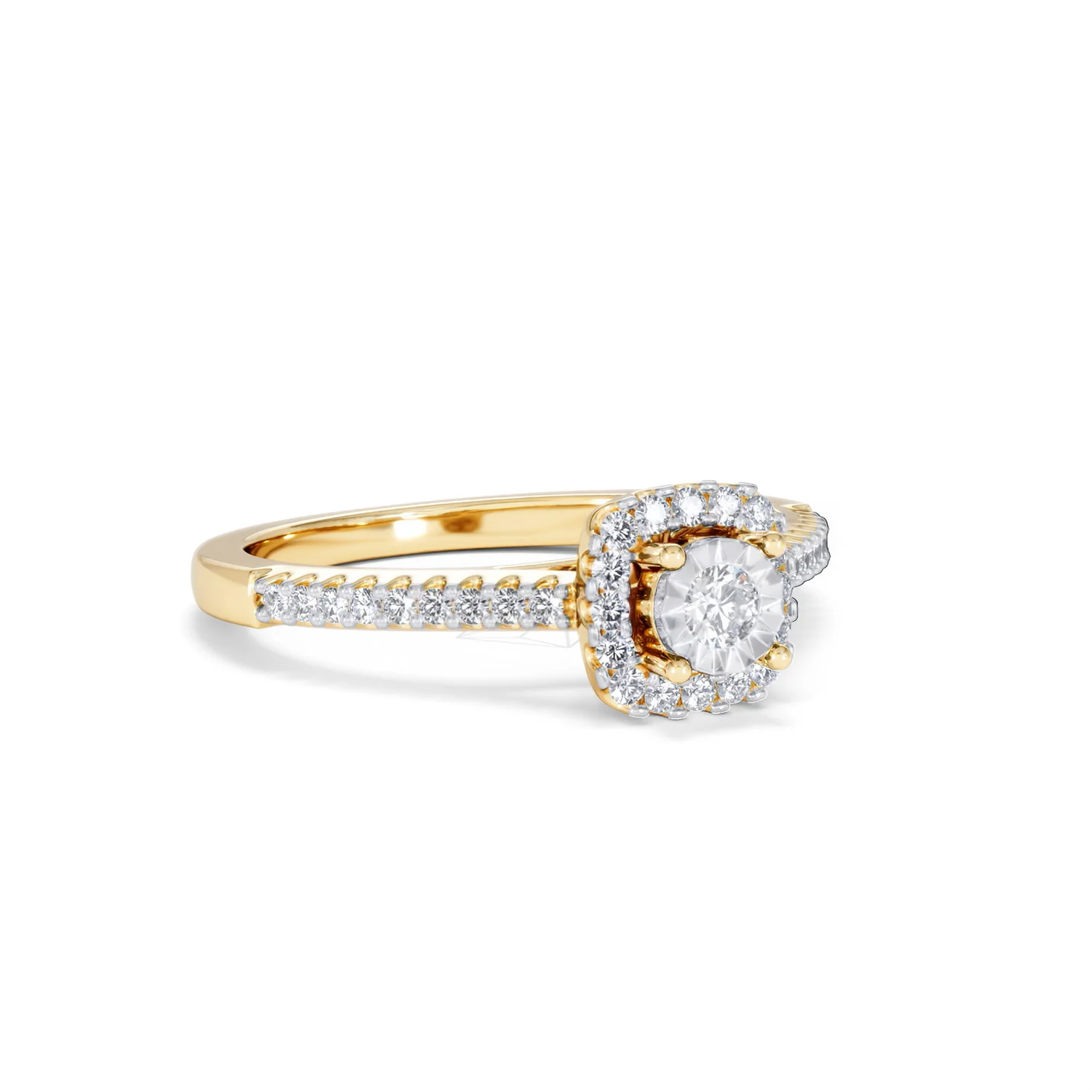 Masami Lab Diamond Halo Engagement Ring 0.25ct Pave Set in 18K Gold Vermeil - Image 16