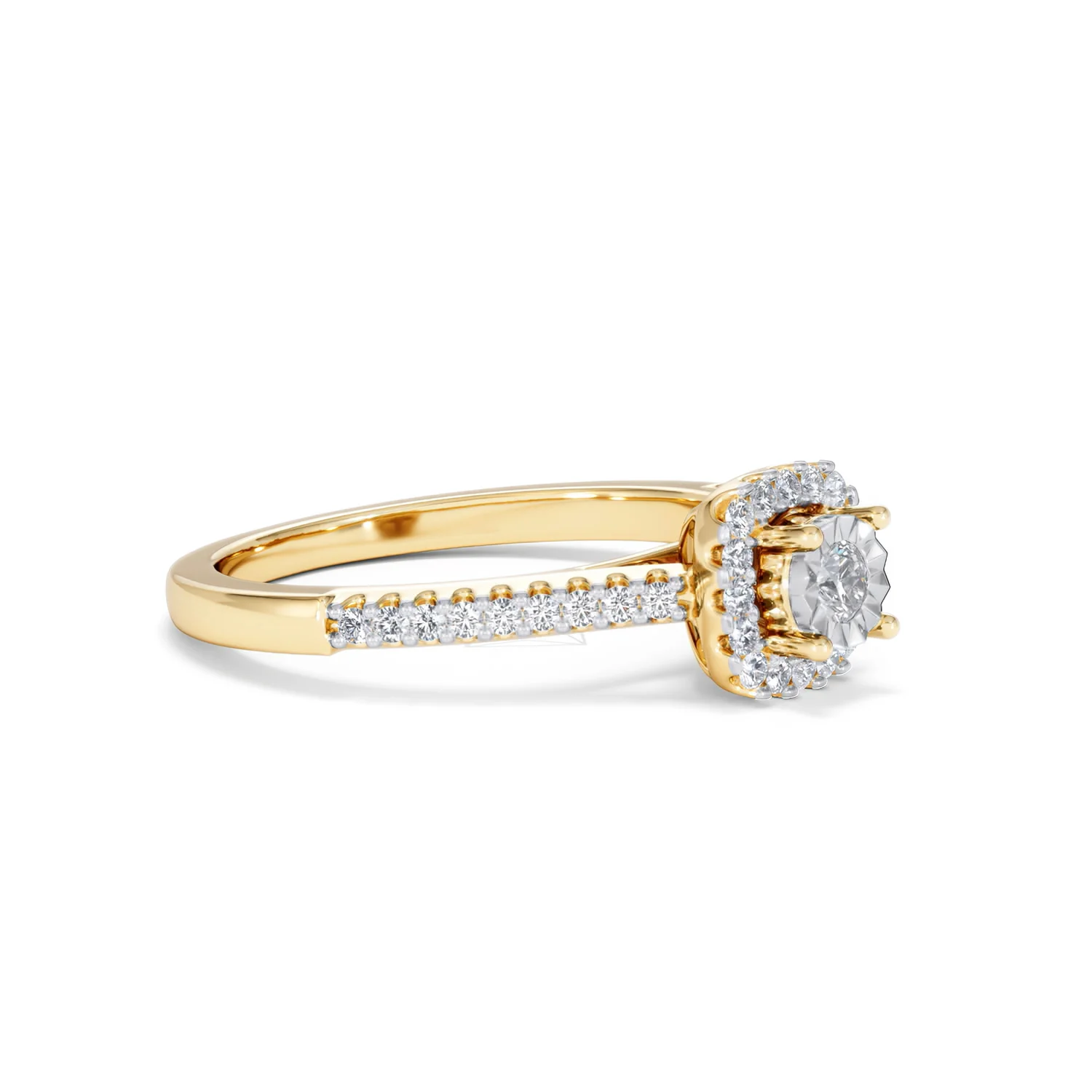 Masami Lab Diamond Halo Engagement Ring 0.25ct Pave Set in 18K Gold Vermeil - Image 21