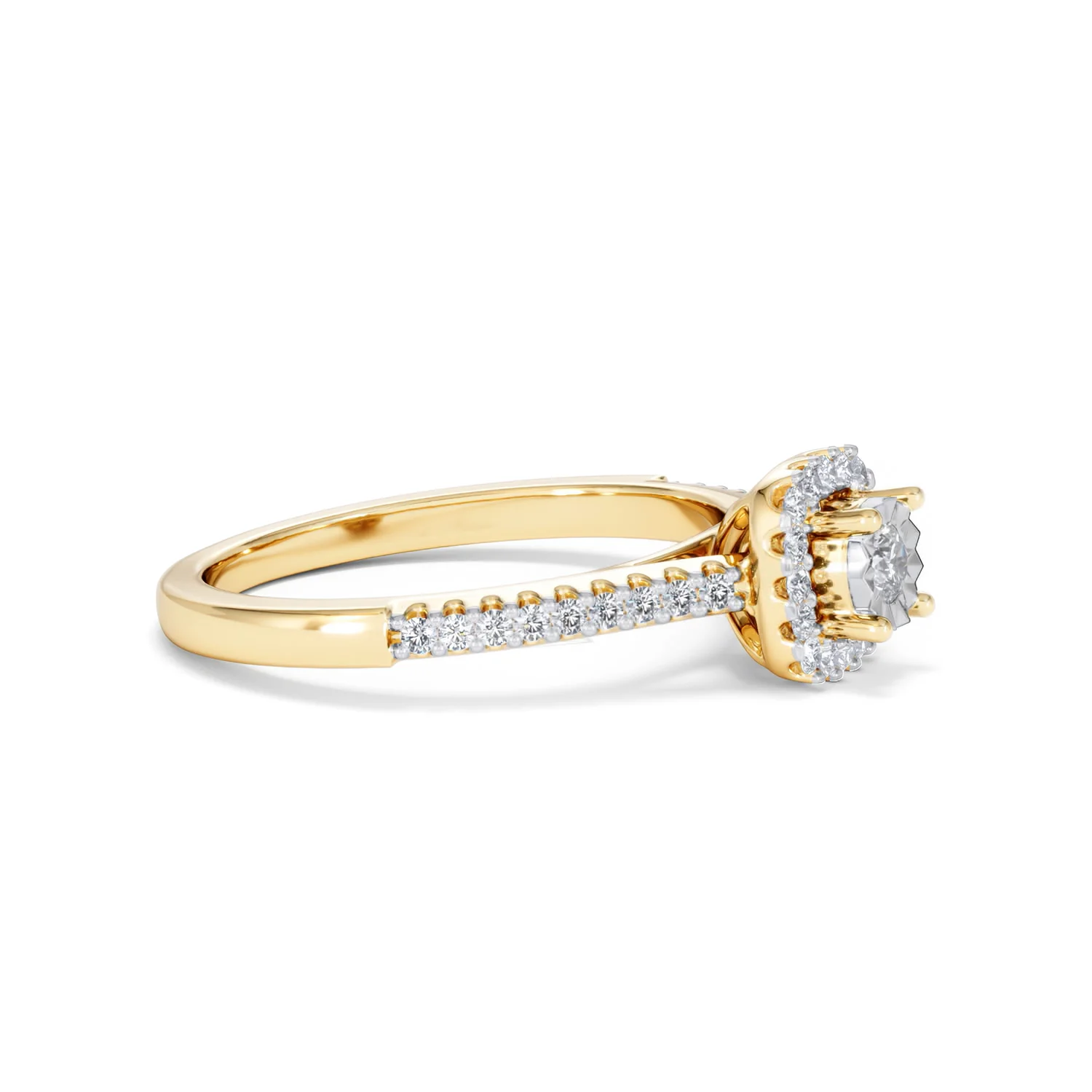 Masami Lab Diamond Halo Engagement Ring 0.25ct Pave Set in 18K Gold Vermeil - Image 24