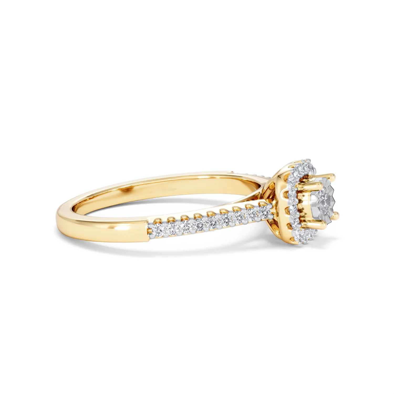 Masami Lab Diamond Halo Engagement Ring 0.25ct Pave Set in 18K Gold Vermeil - Image 25
