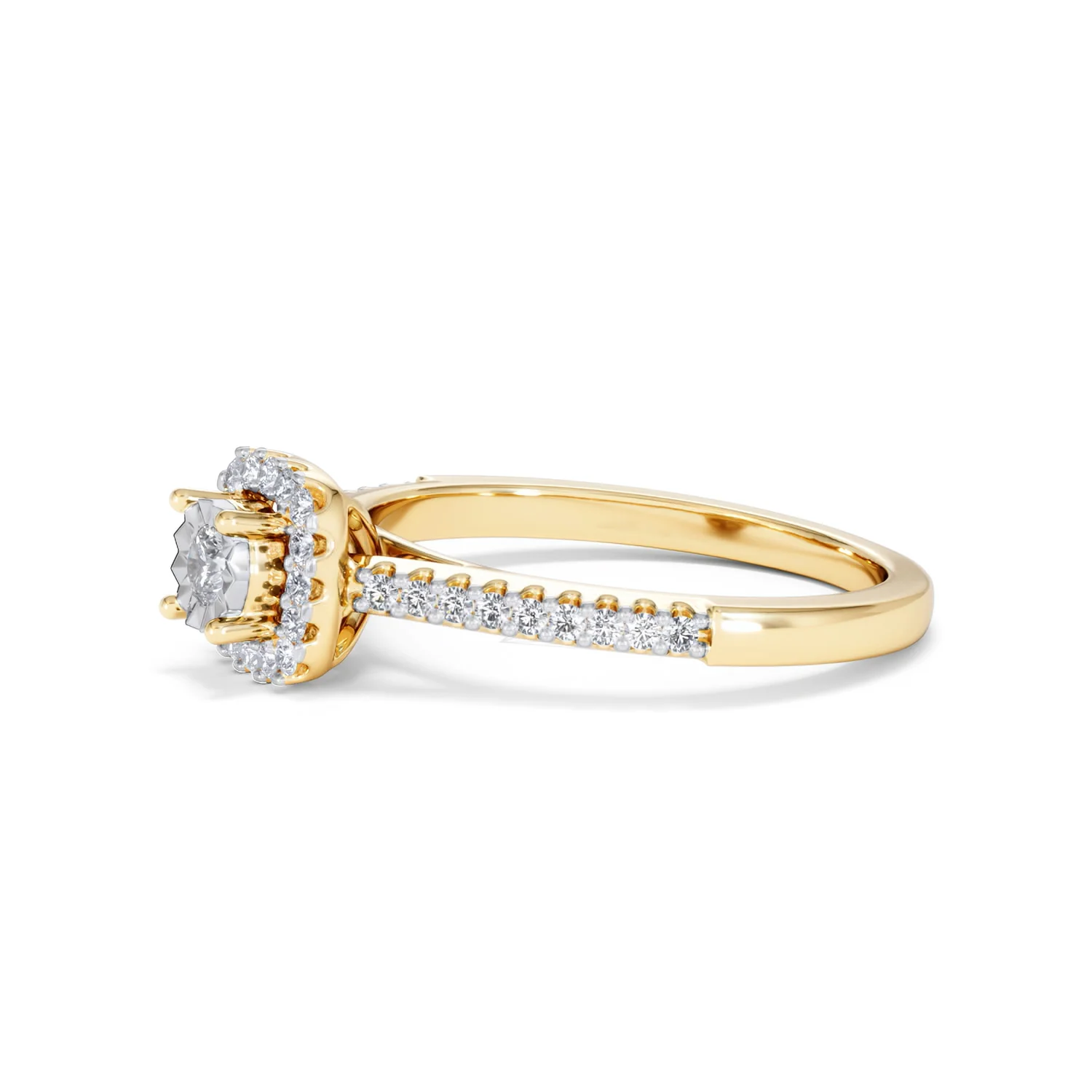 Masami Lab Diamond Halo Engagement Ring 0.25ct Pave Set in 18K Gold Vermeil - Image 76