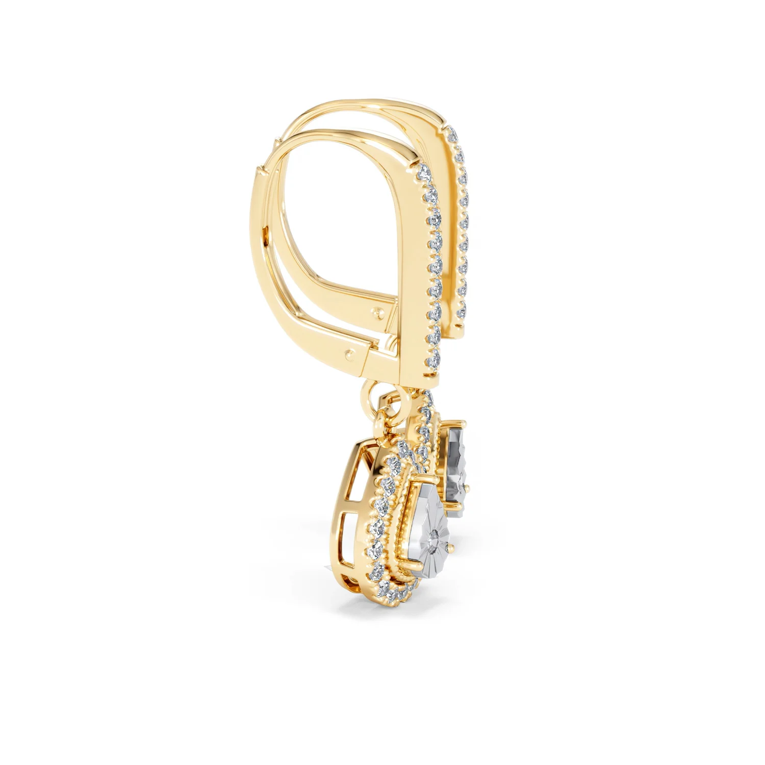 Masami Lab Diamond Pear Halo Earrings 0.20ct Pave Set in 18K Gold Vermeil - Image 27